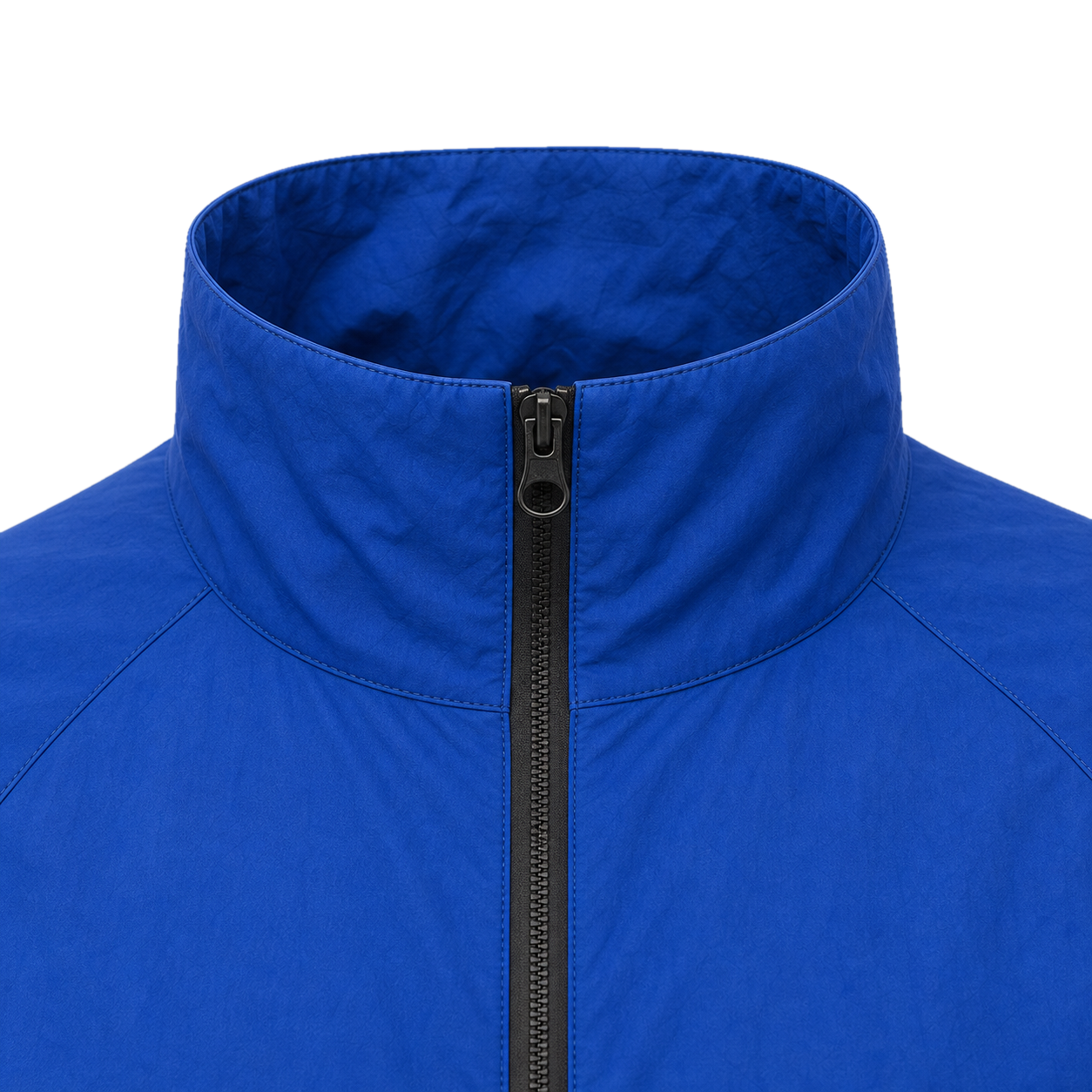 SEAMFORM SF-01 close study — the stand collar construction and topstitching.