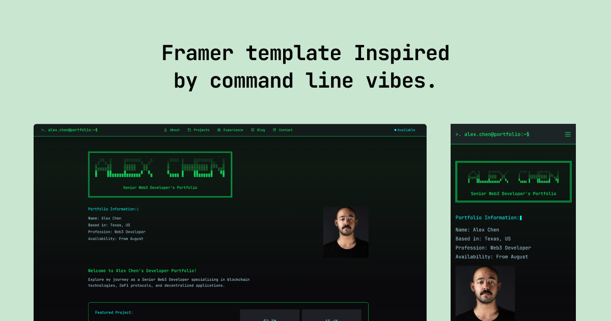 CLIfolio - CLI Terminal Style Portfolio Framer Template