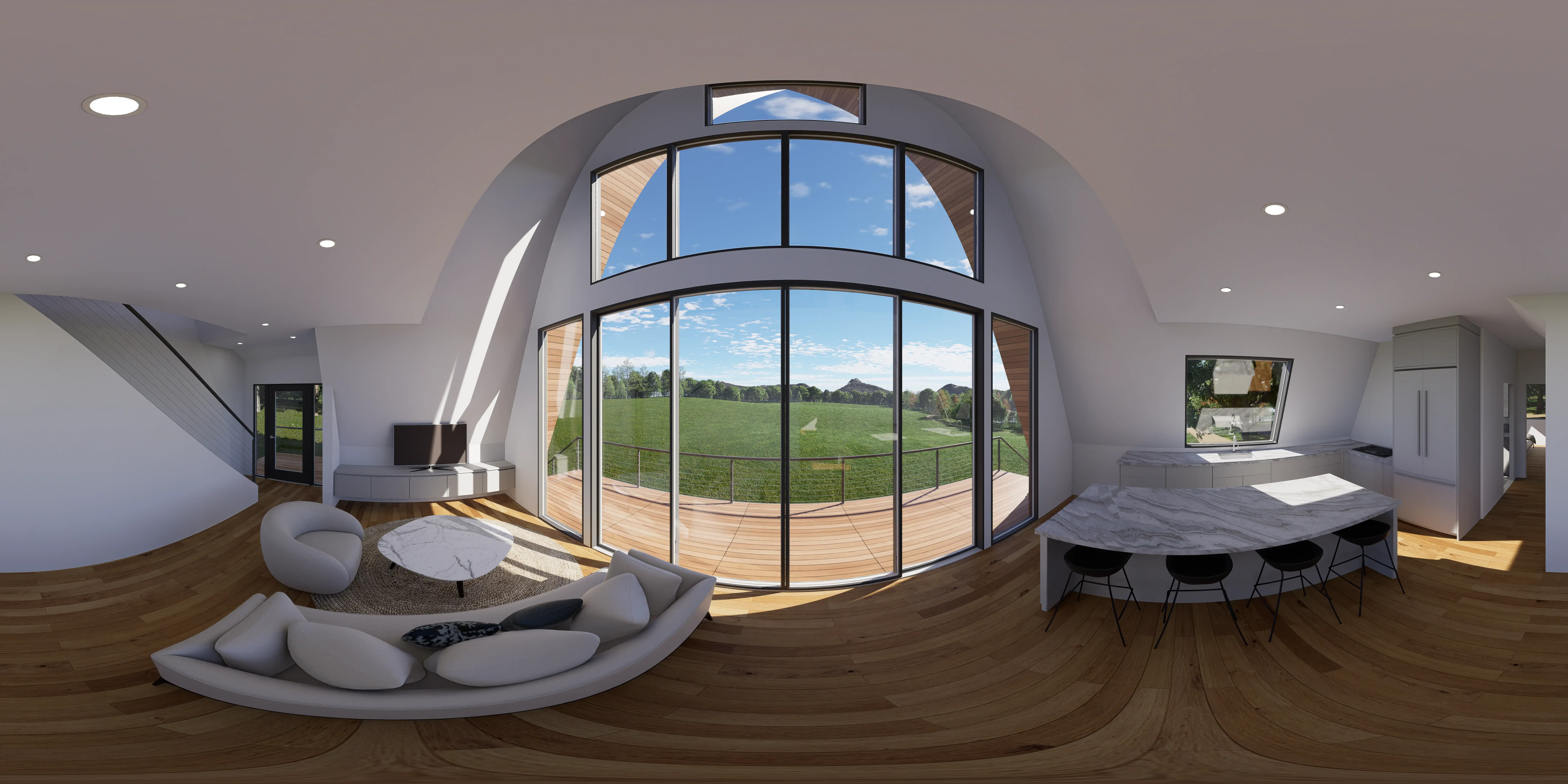 A Frame Kitchen Panorama Render