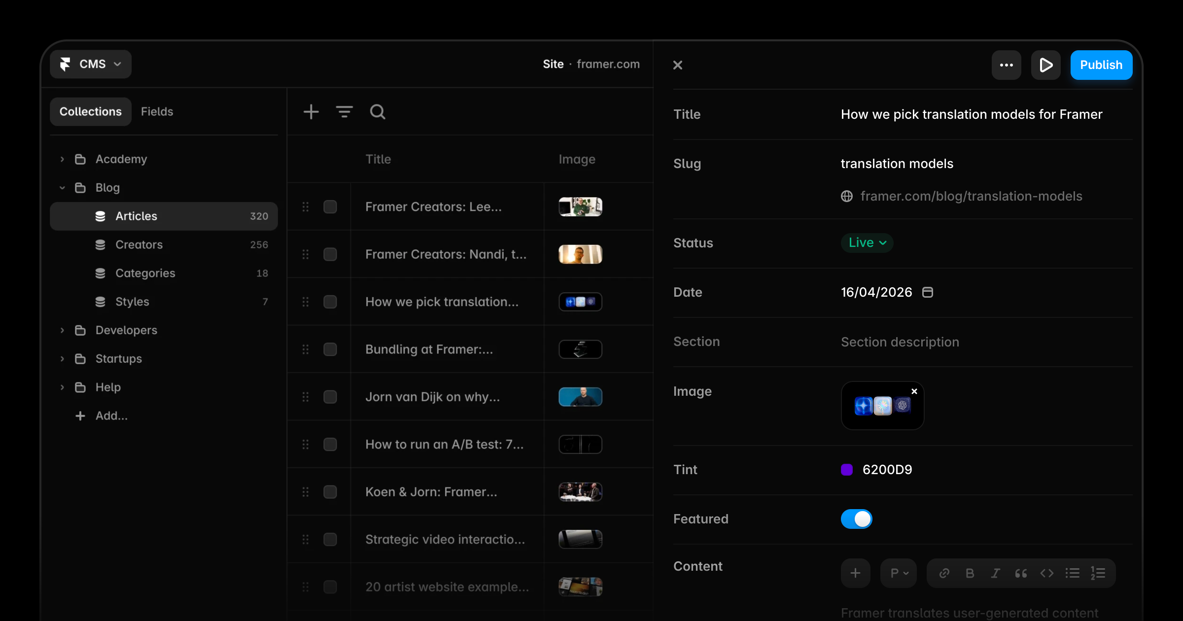 Framer: Advanced CMS