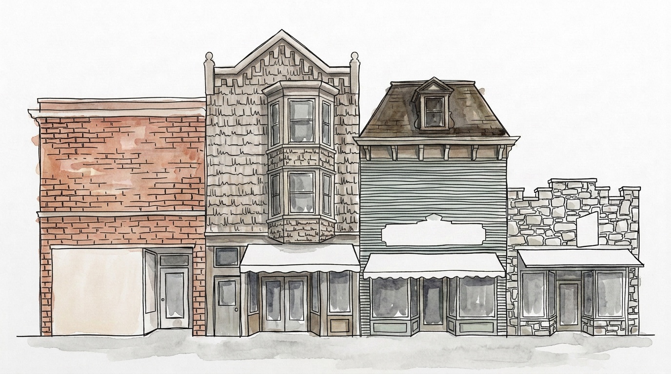 Street elevation in watercolor