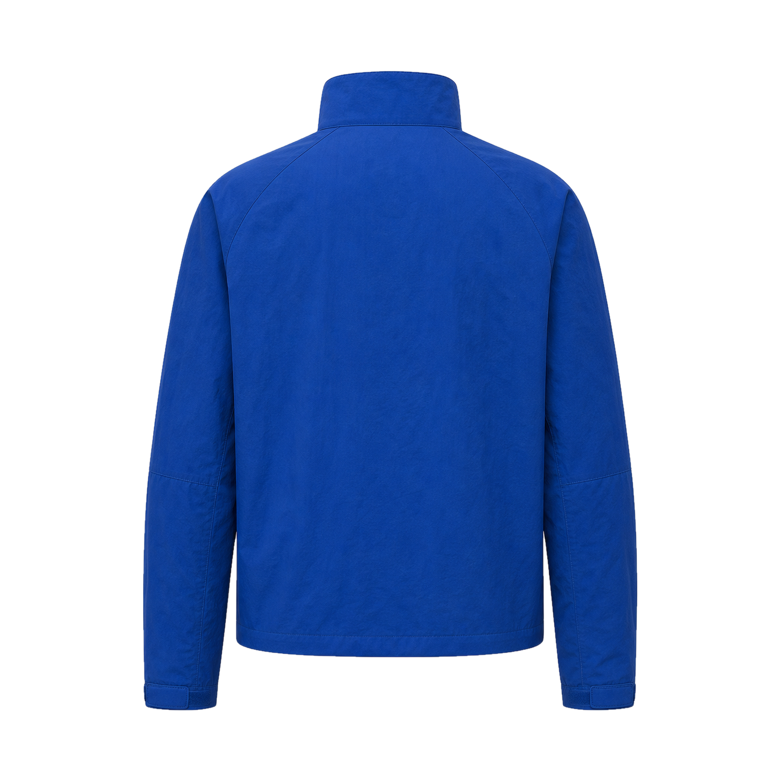 SEAMFORM SF-01 weather shell, back view in Deep Signal Blue on white.