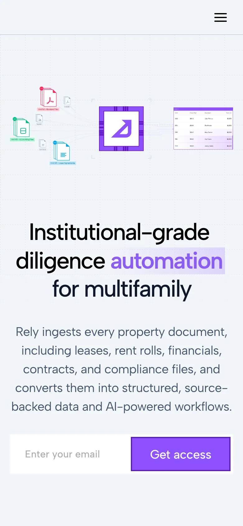 Rely homepage on a phone