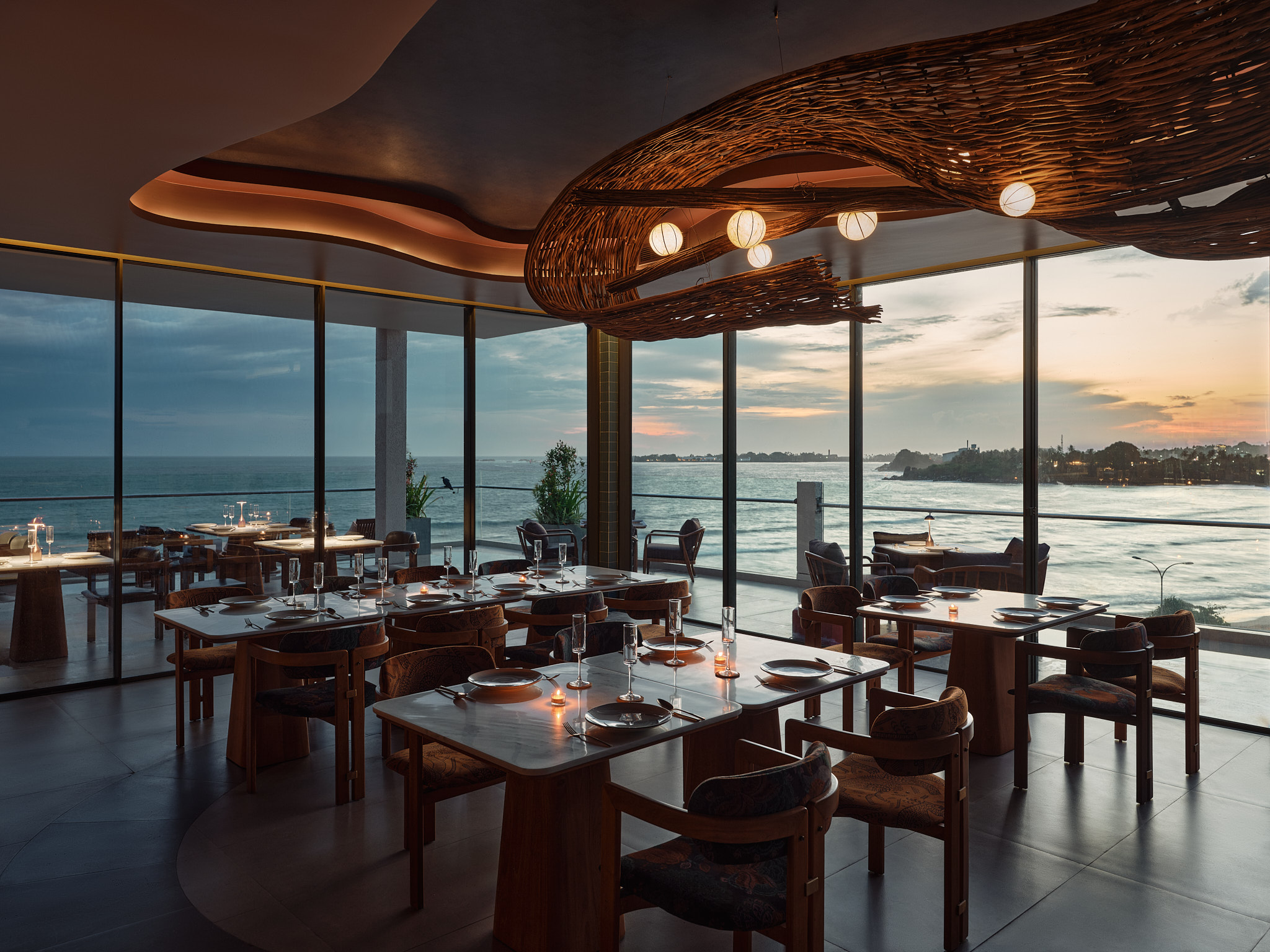 Ocean-view dining at dusk, Otherland Galle
