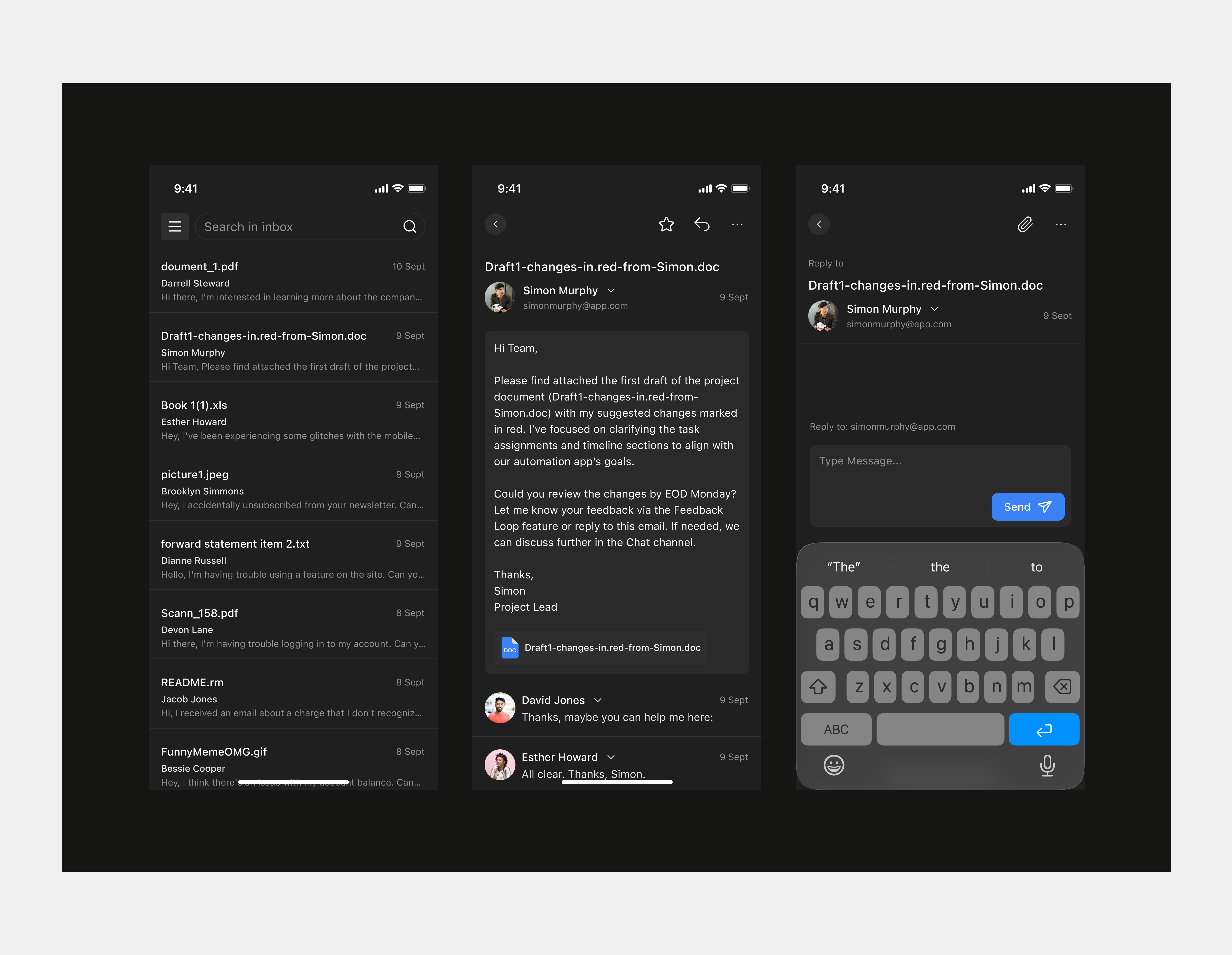 Email app - Mobile design