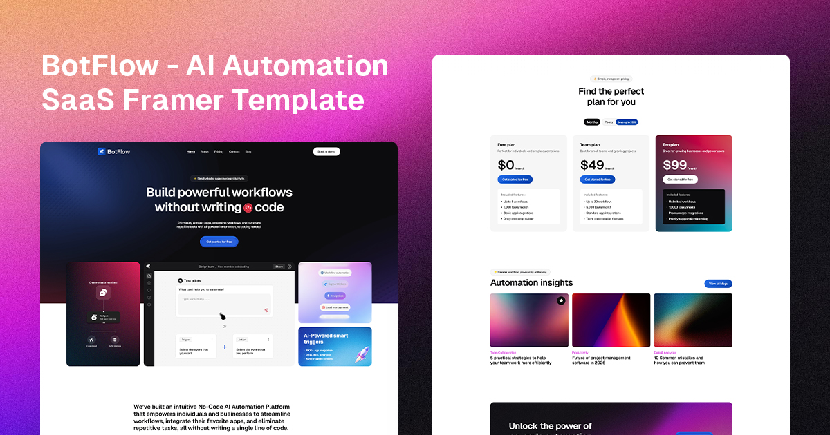 BotFlow - AI Automation SaaS Framer Template