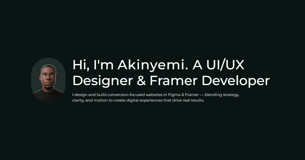 akinyemi website homepage built with Framer