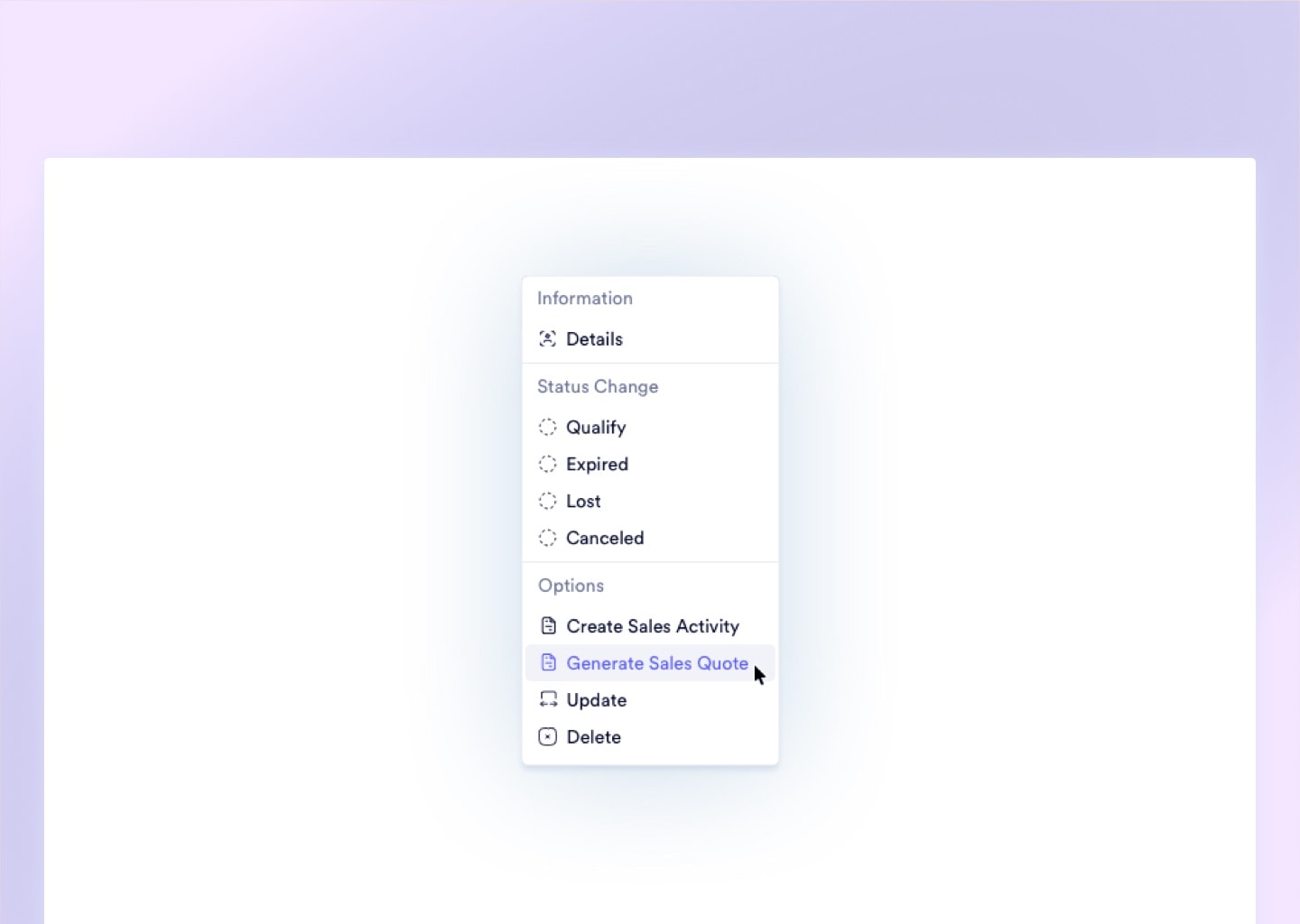One-click quote generation from an opportunity record