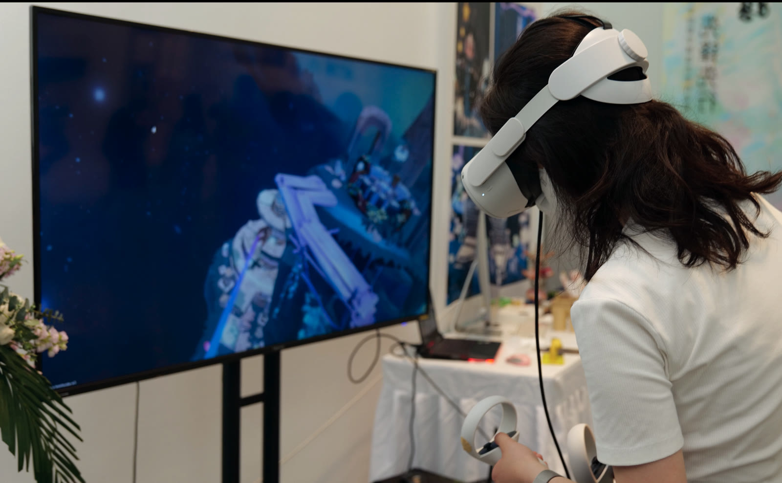 Exhibition visitor trying the VR demo