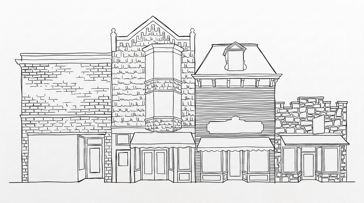 Street elevation with pencil texture