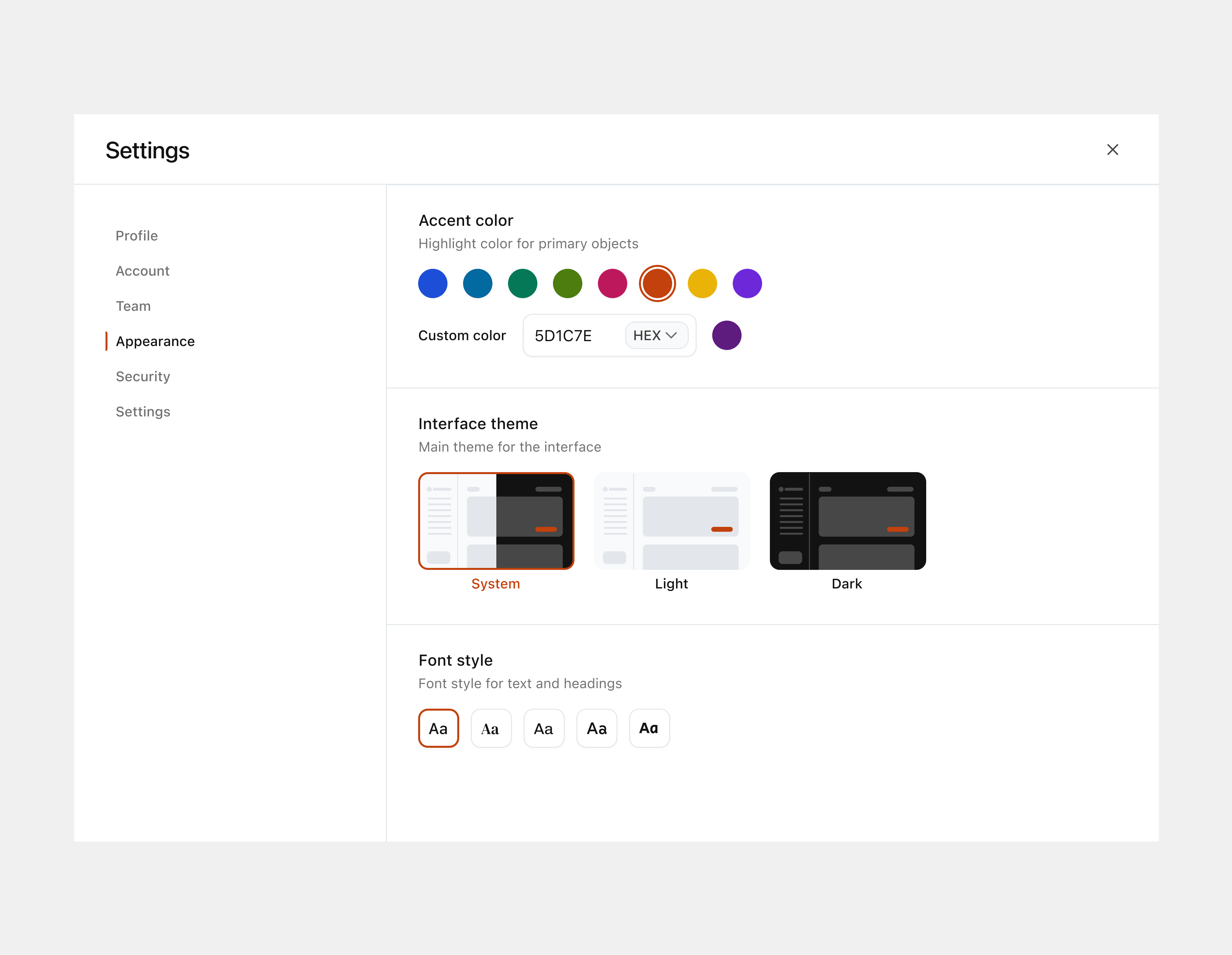 Appearance Settings