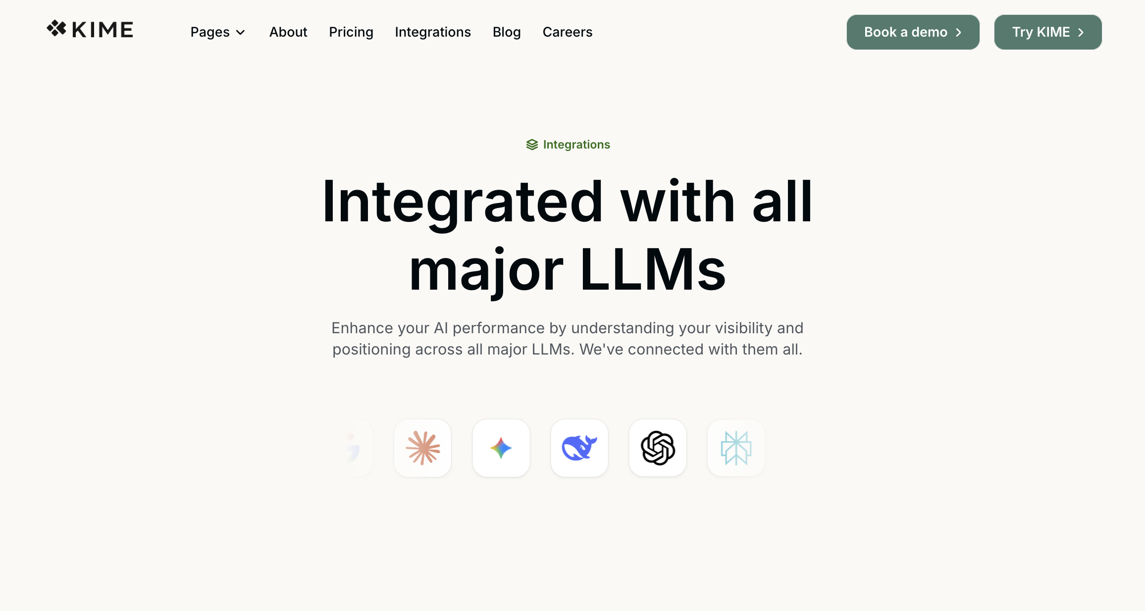 KIME Integrations - Track All AI Platform Visibility