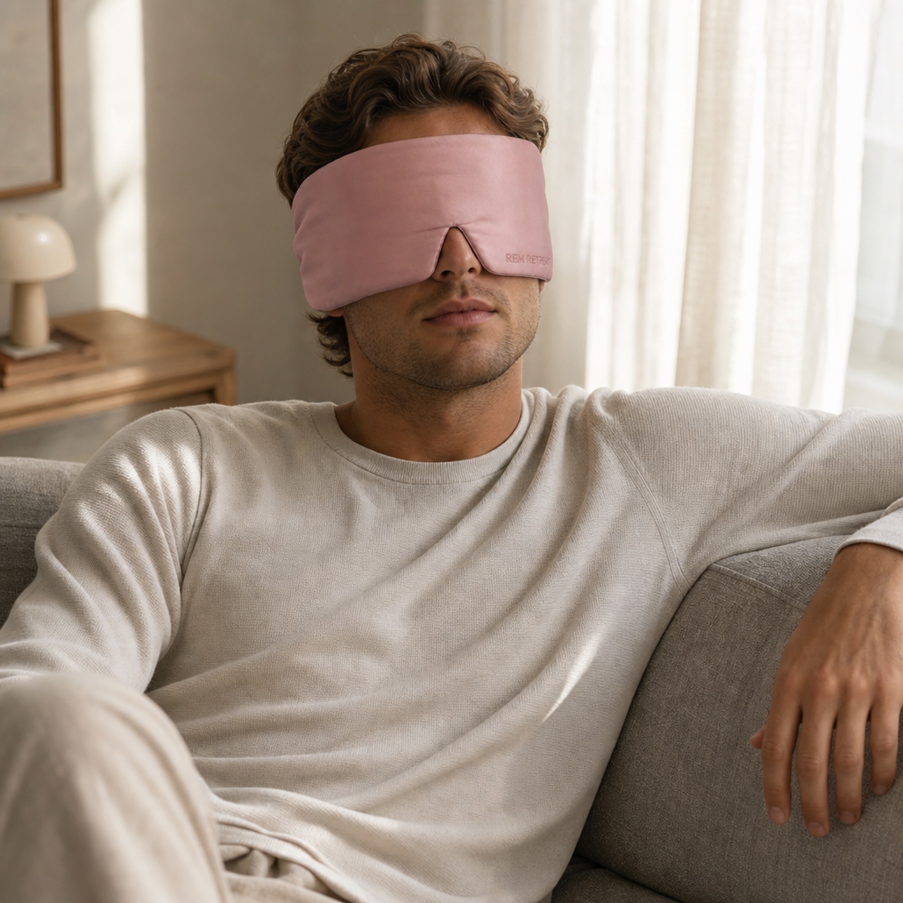 A quiet moment with the Hush Pink mask