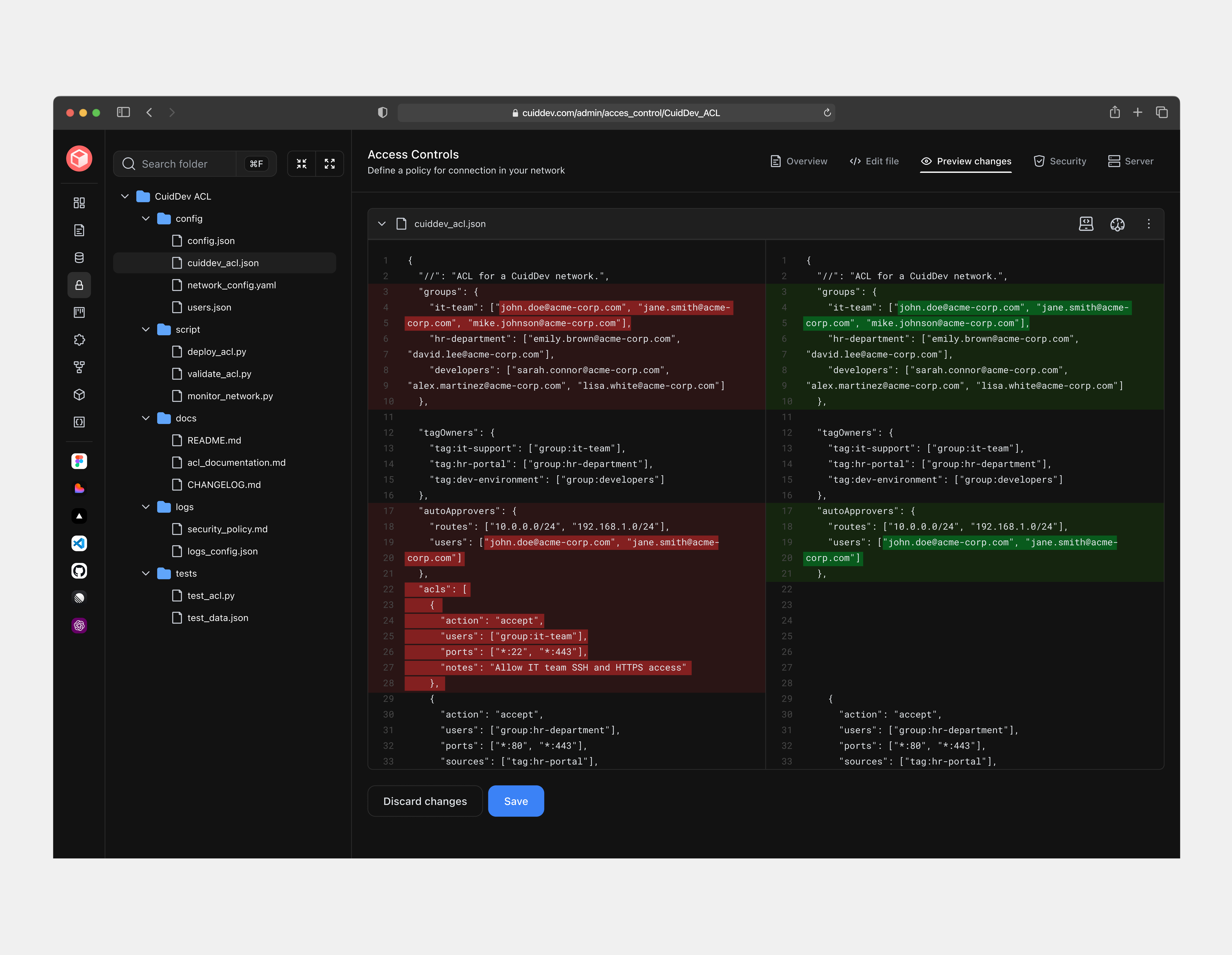 Access Control Editor - Dashboard Design