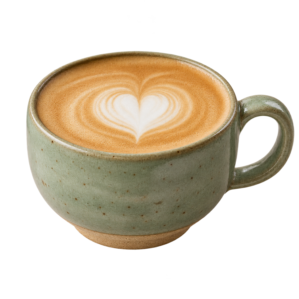 Flat white in saliegroen keramiek — gegenereerde illustratie