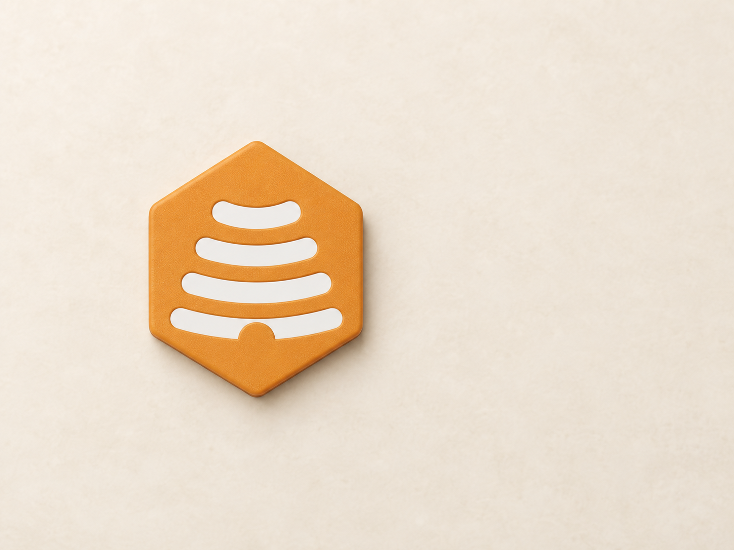 HoneyBeacon device with its textured orange finish