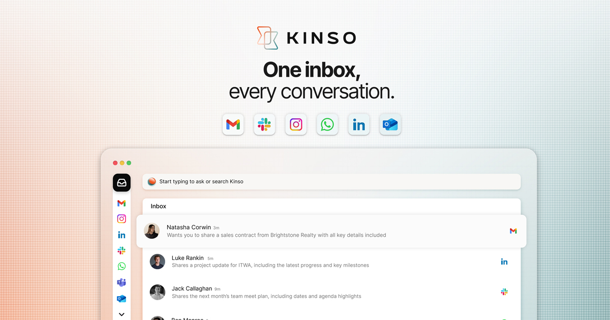 Inbox Assistant Kinso: Unified Inbox, AI Assistant for Business Messages