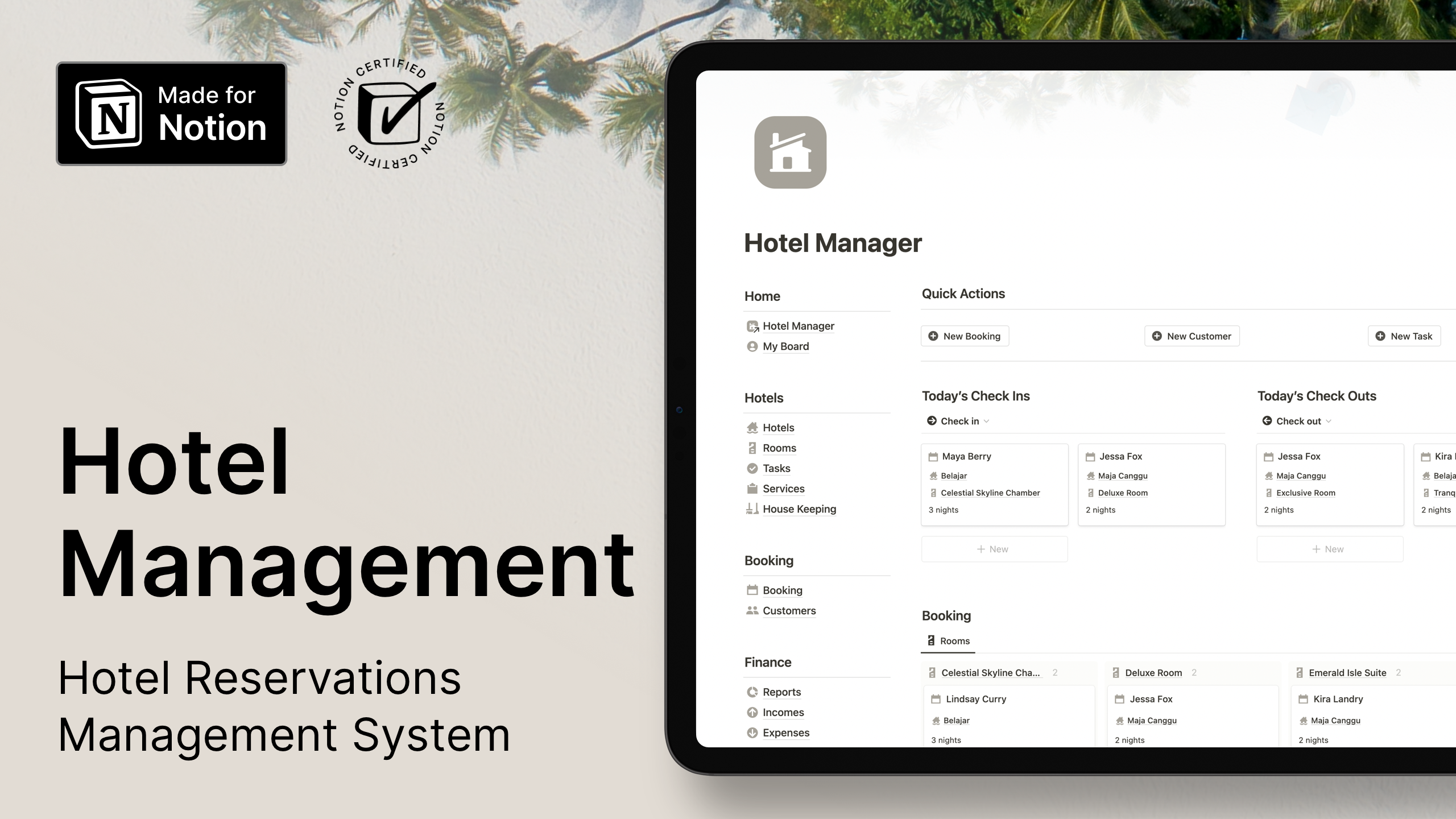 Notion Hotel Management Template @ Solt Wagner