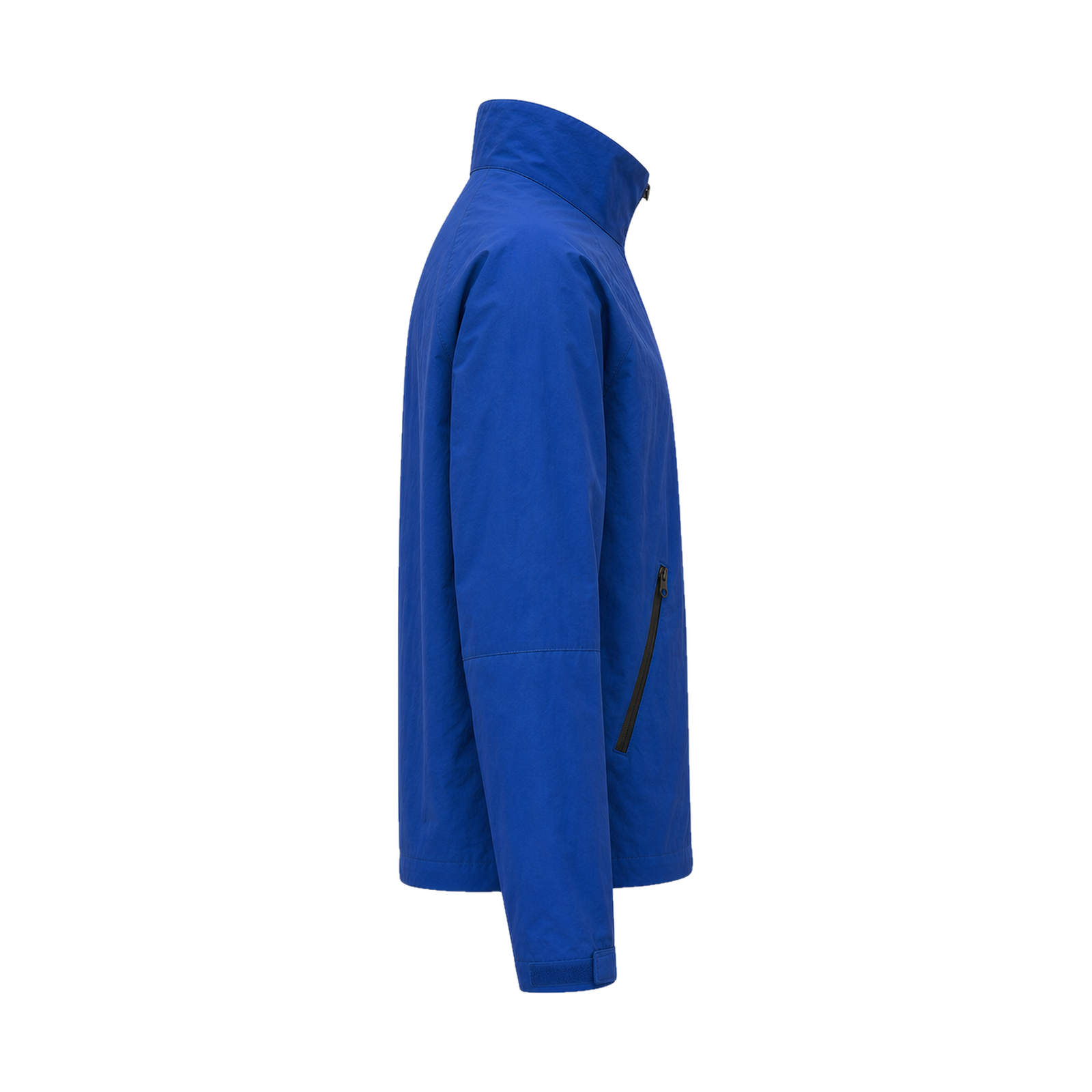 SEAMFORM SF-01 weather shell, side profile in Deep Signal Blue on white.