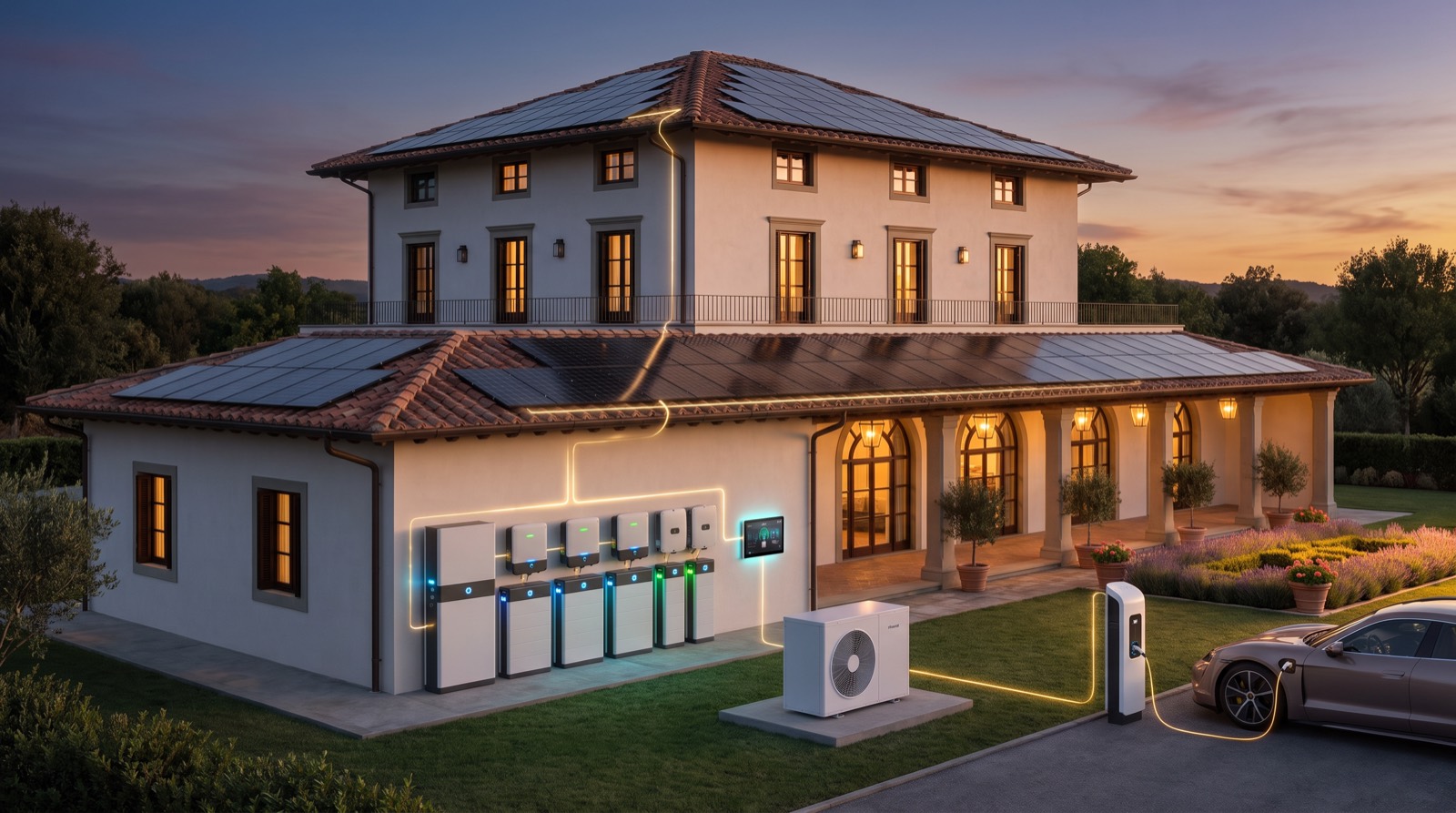 Villa con impianti di energia rinnovabile