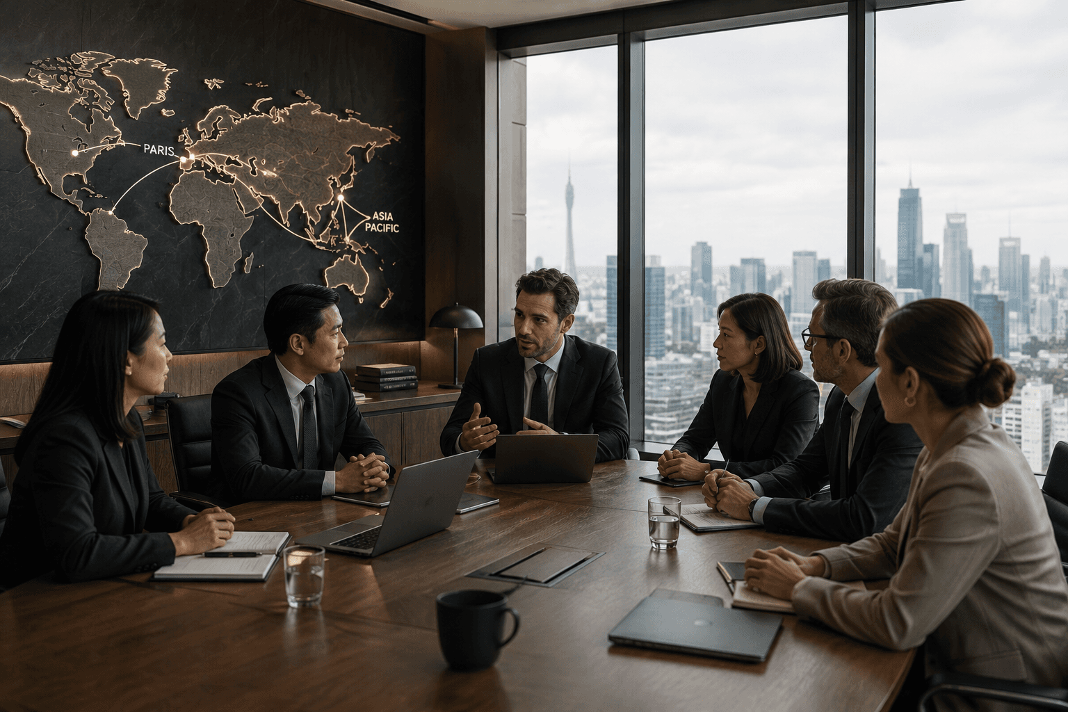 Équipe internationale réunie dans un espace de travail