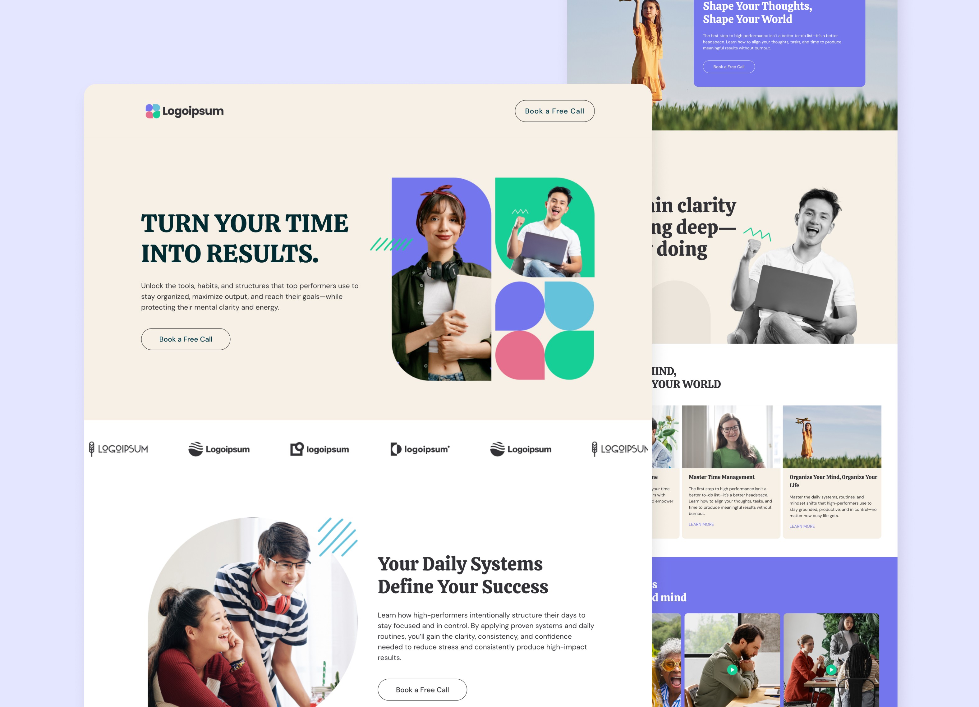 Visual mockup of the Clarity template
