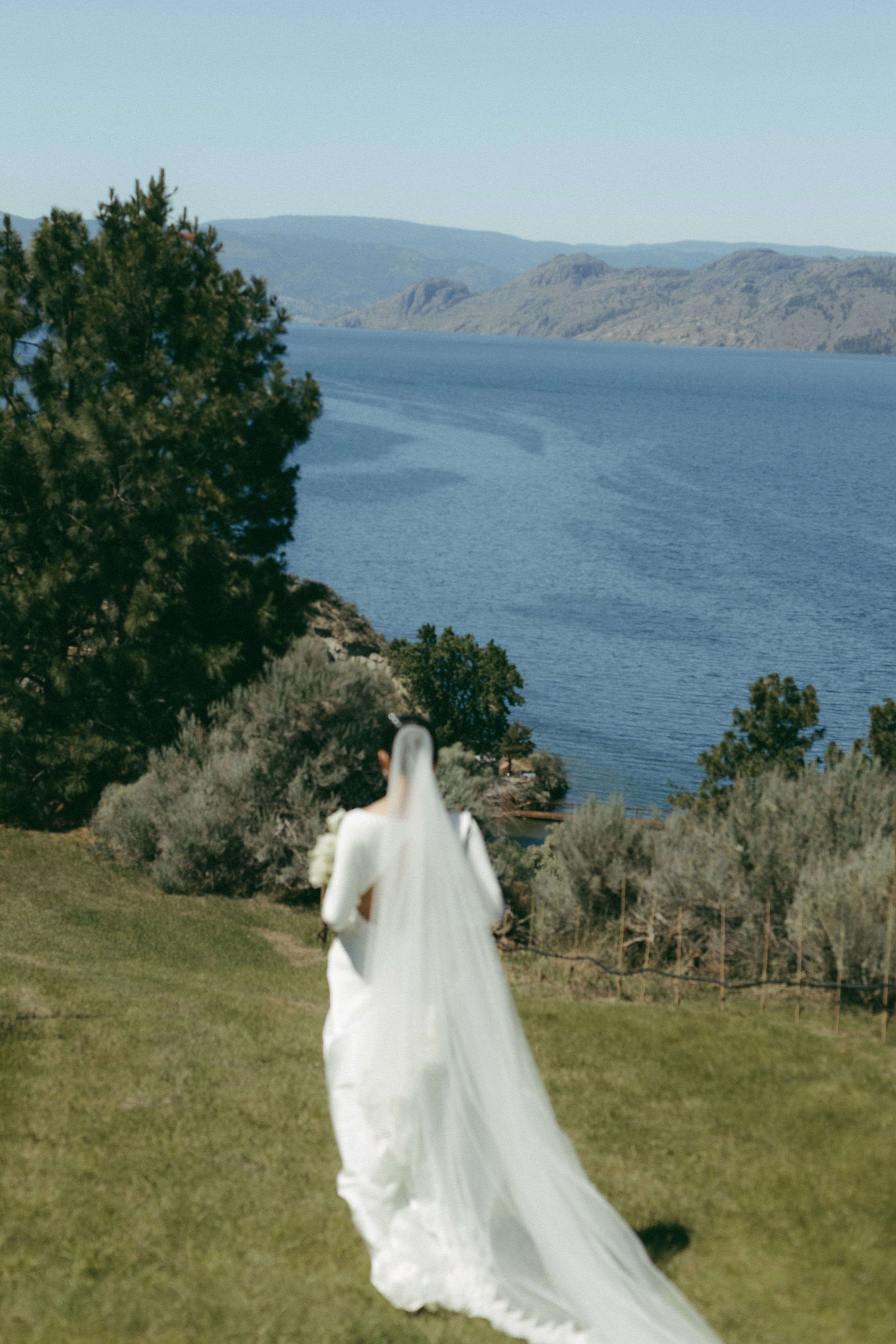 Wedding flowers resting on chair