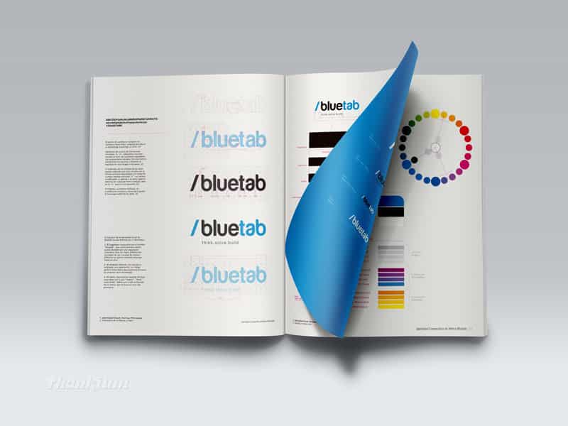 Manual de identidad corporativa con logotipo y paleta de colores de Bluetab.