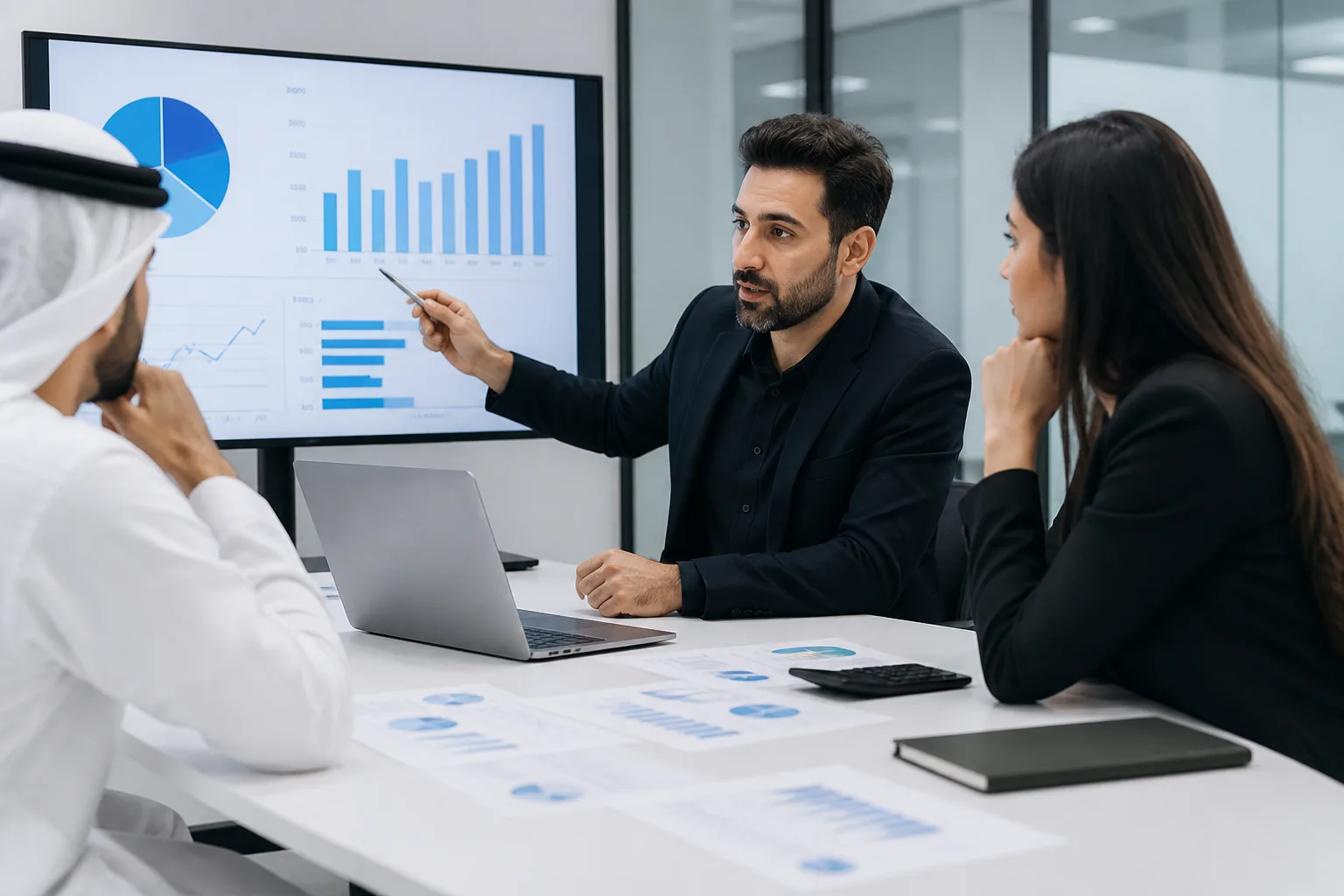 Marketing Agency Business in Dubai beside an itemised cost breakdown with stacked coins and a