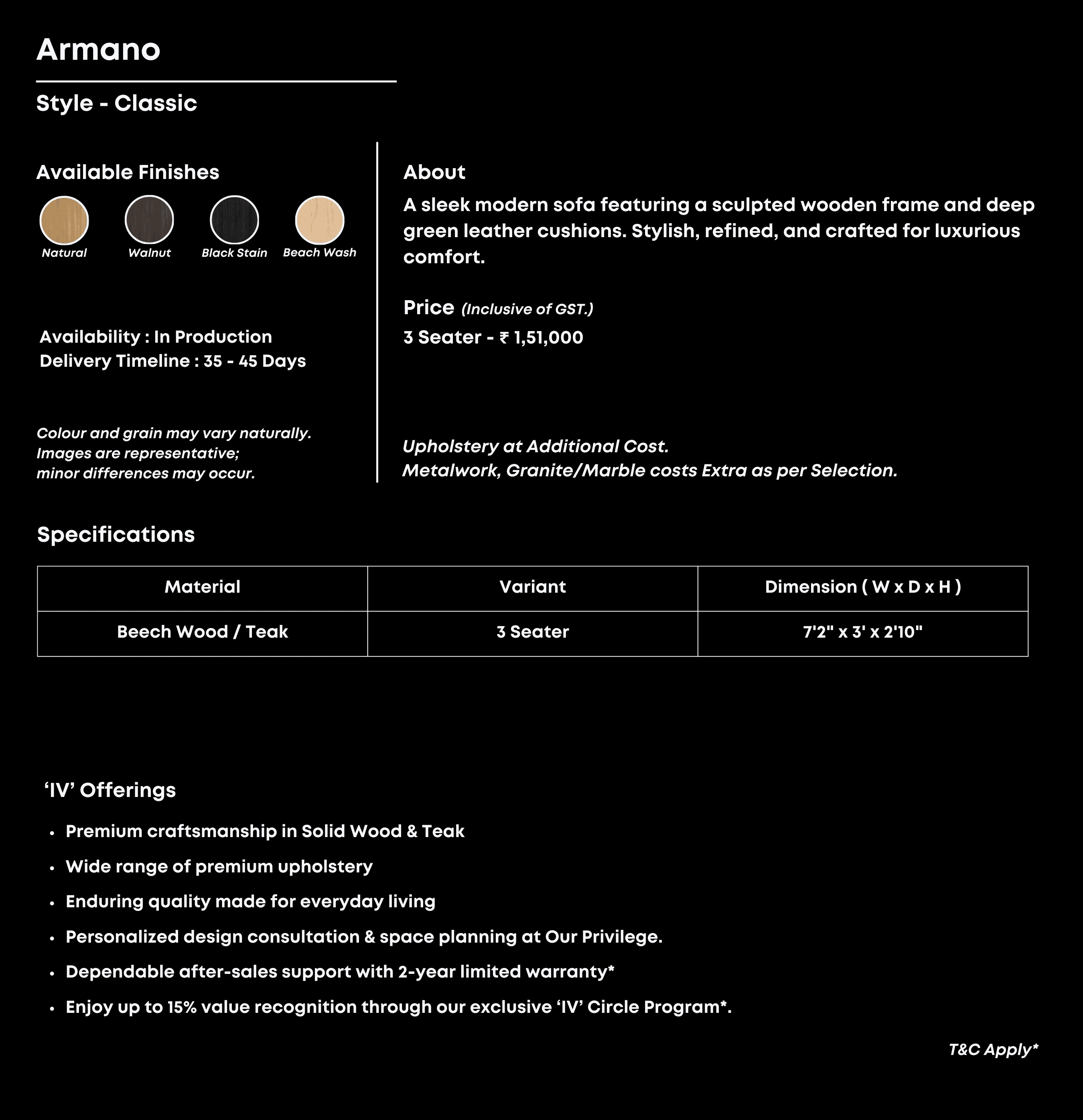 Plum velvet 3-seater with channel tufting and gold-toned legs.