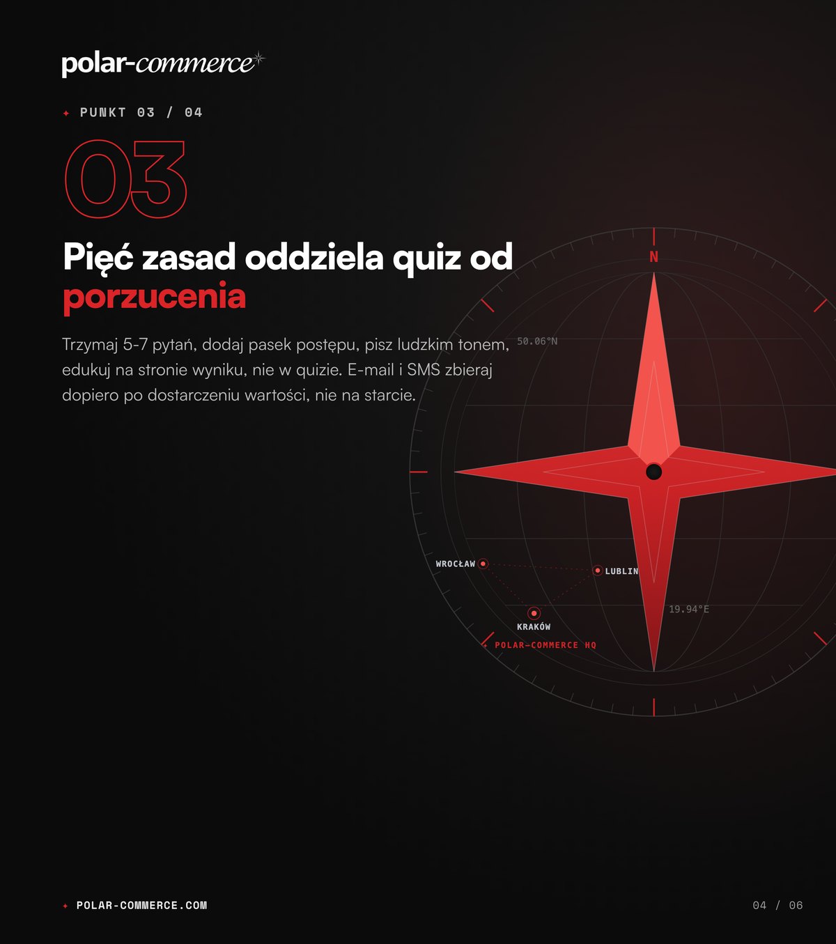 Pięć zasad oddziela quiz od porzucenia — Polar-Commerce