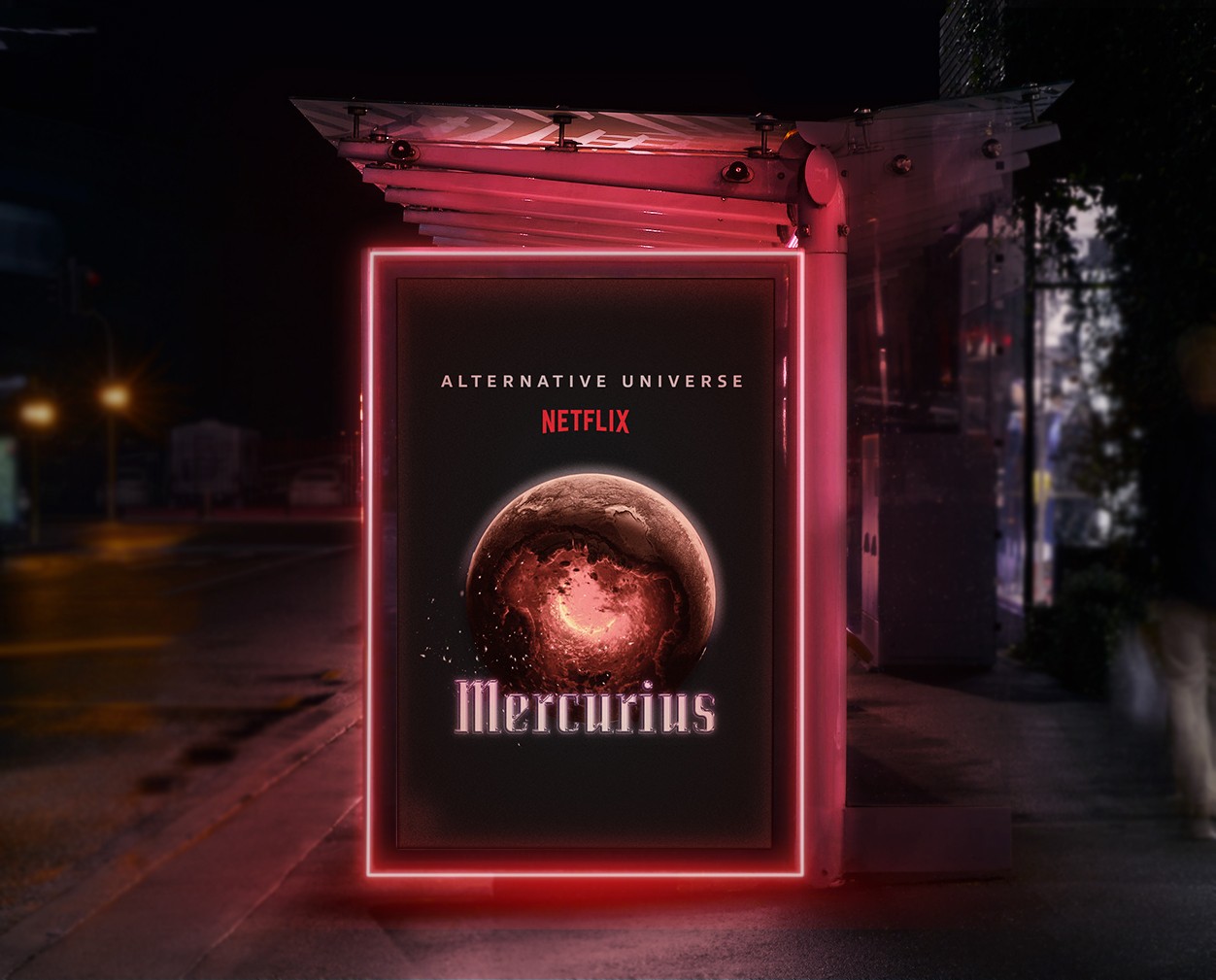 Mercurius - Mockup Neon Bus Stop