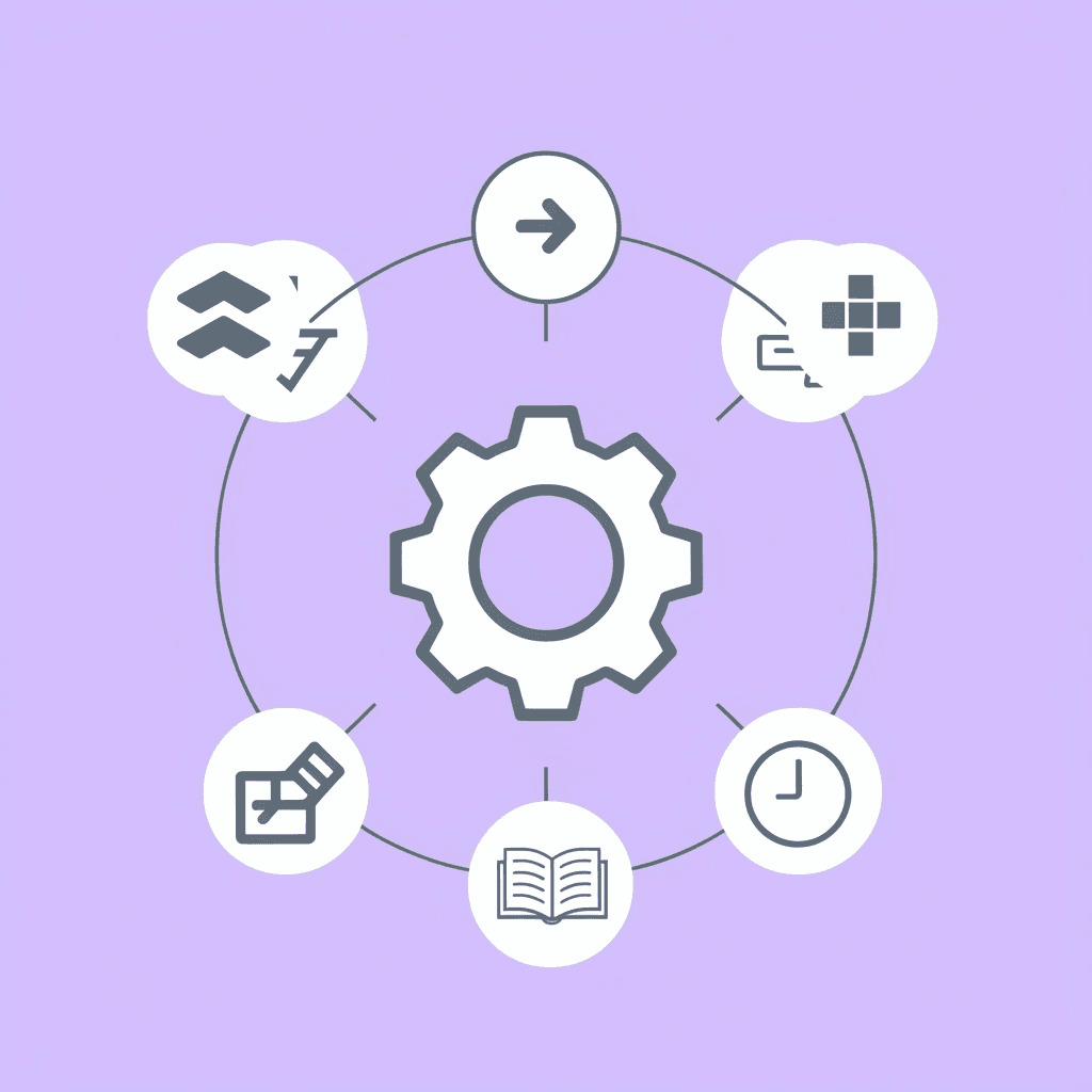 Central Operational AI hub connected to four surrounding technology components showing interconnected system