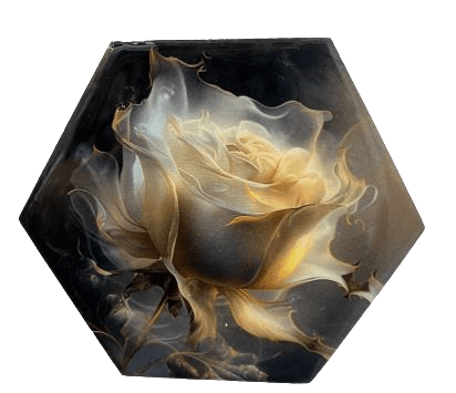 Handcrafted floral pattern hexagon wooden coaster