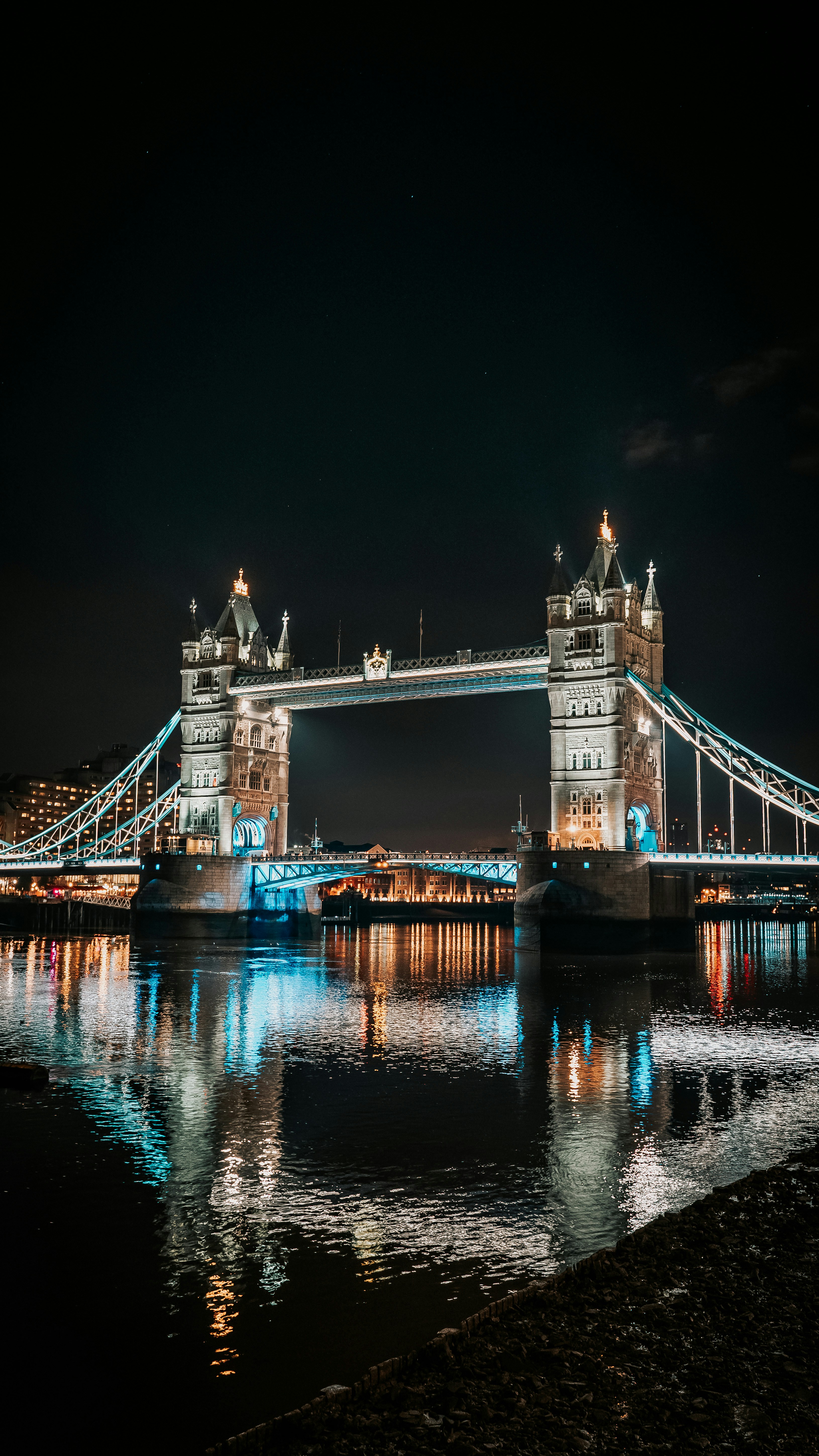 lighted bridge during nighttiem