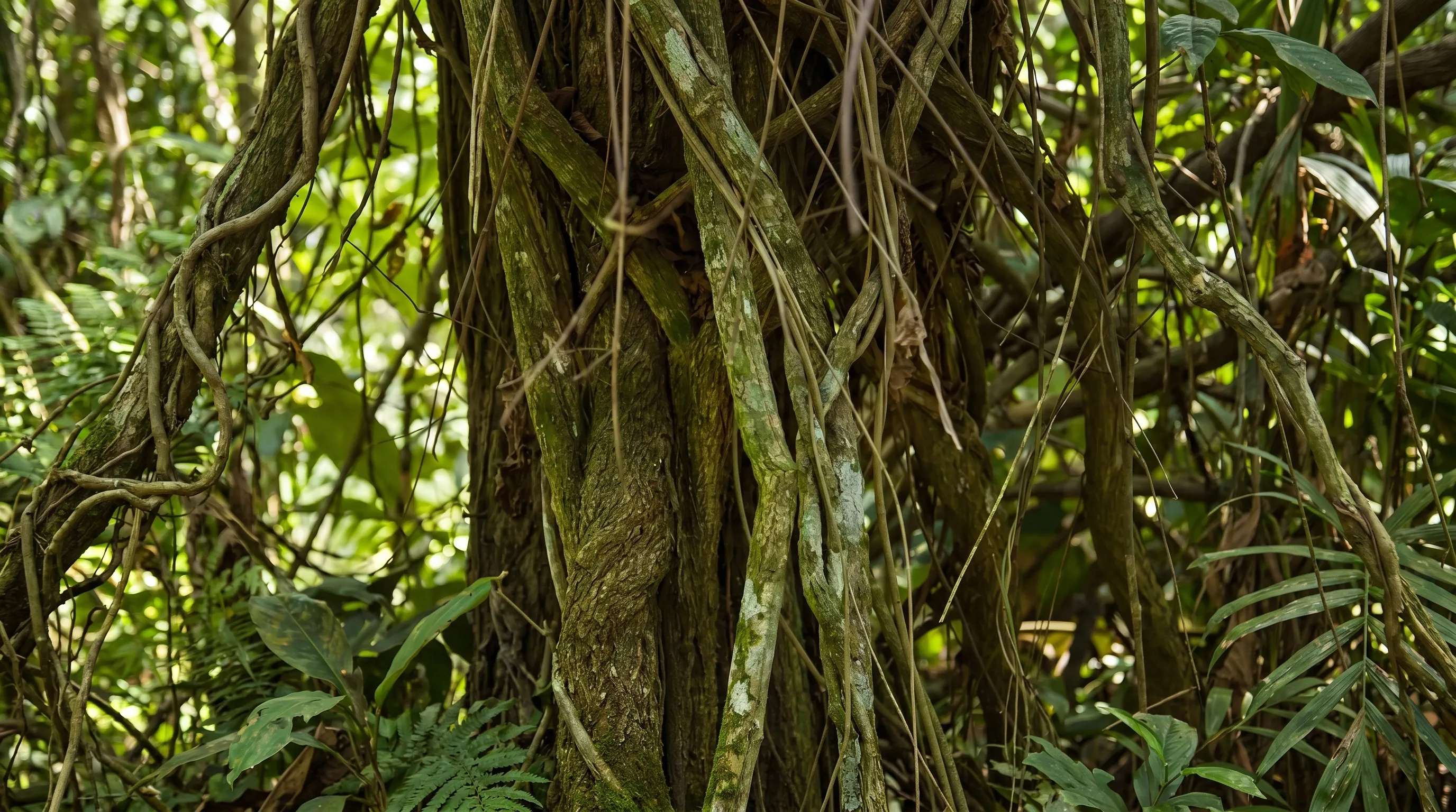 Ayahuasca vines growing in a Costa Rican rainforest