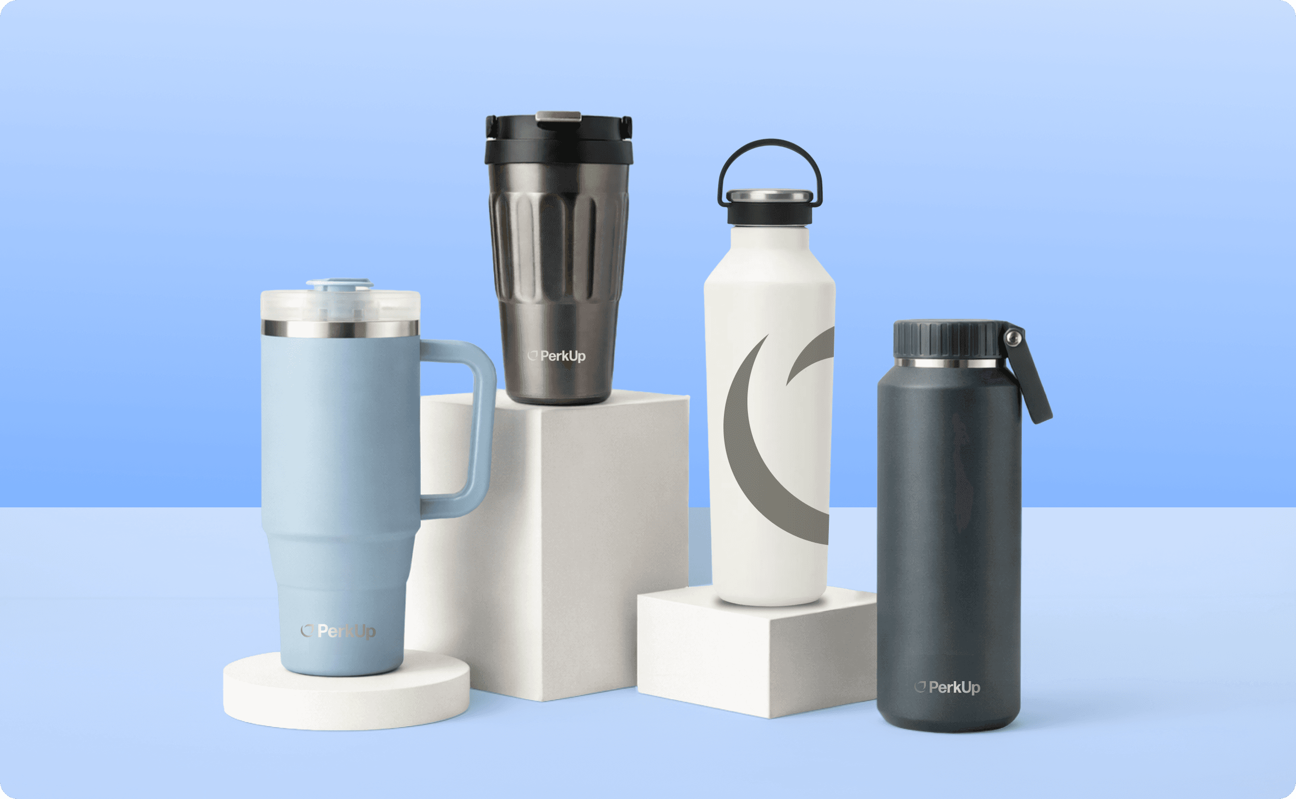 Four TYESO tumblers with different sizes and colors.