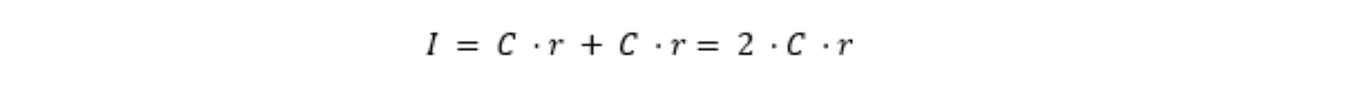 intérêts proportionnels I = C * r + C * r = 2 * C * r