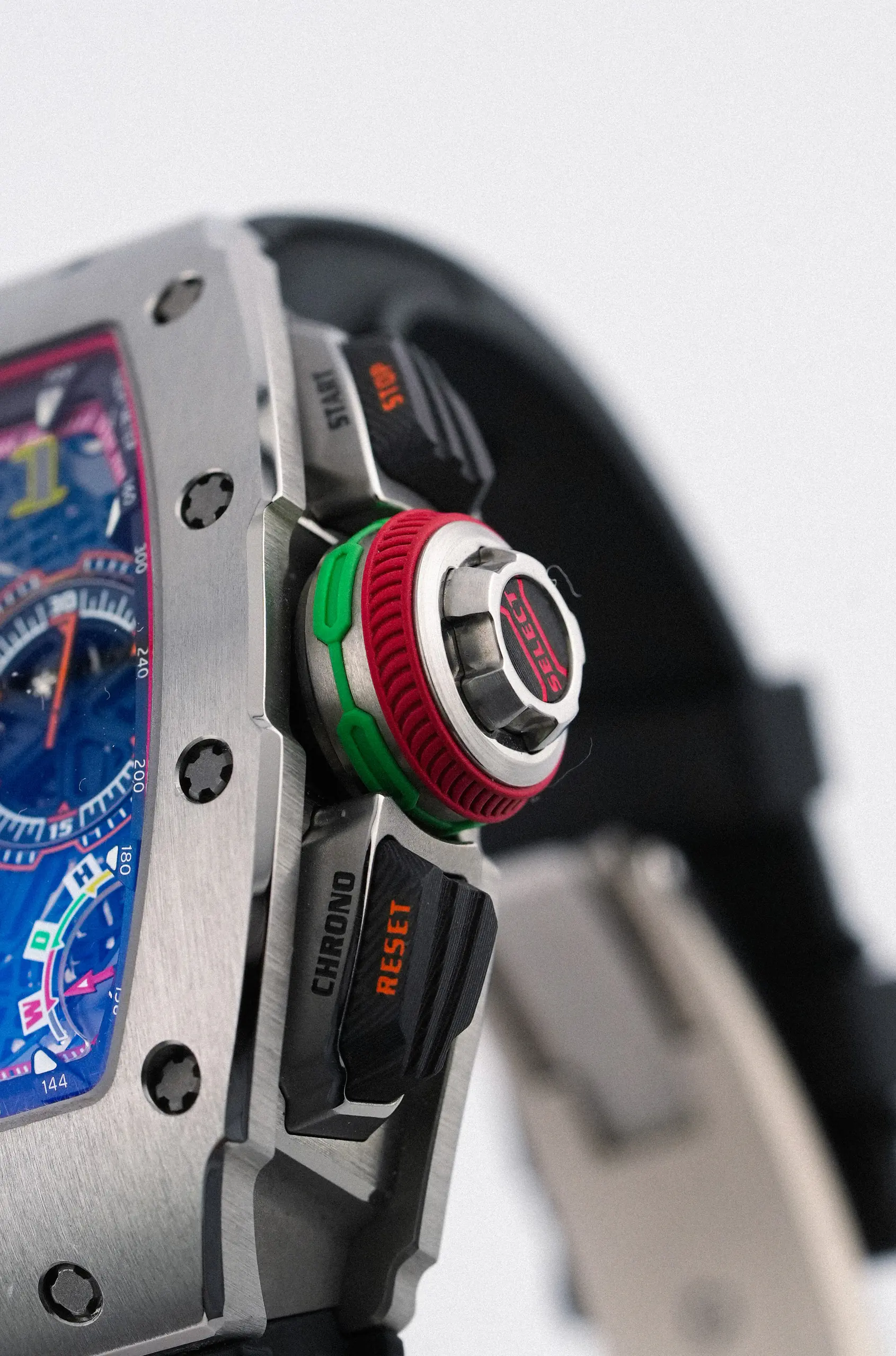 Richard Mille RM 65-01 Split-Seconds Chronograph side view of the case and rubber strap