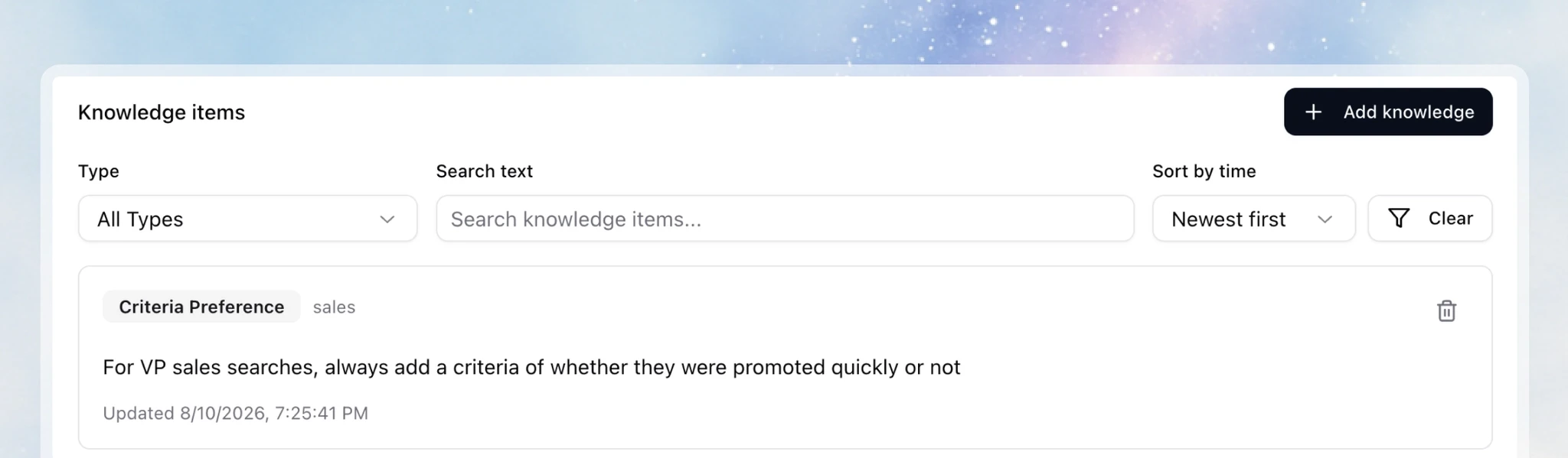 Stardex AI Feature | Team Knowledge Base