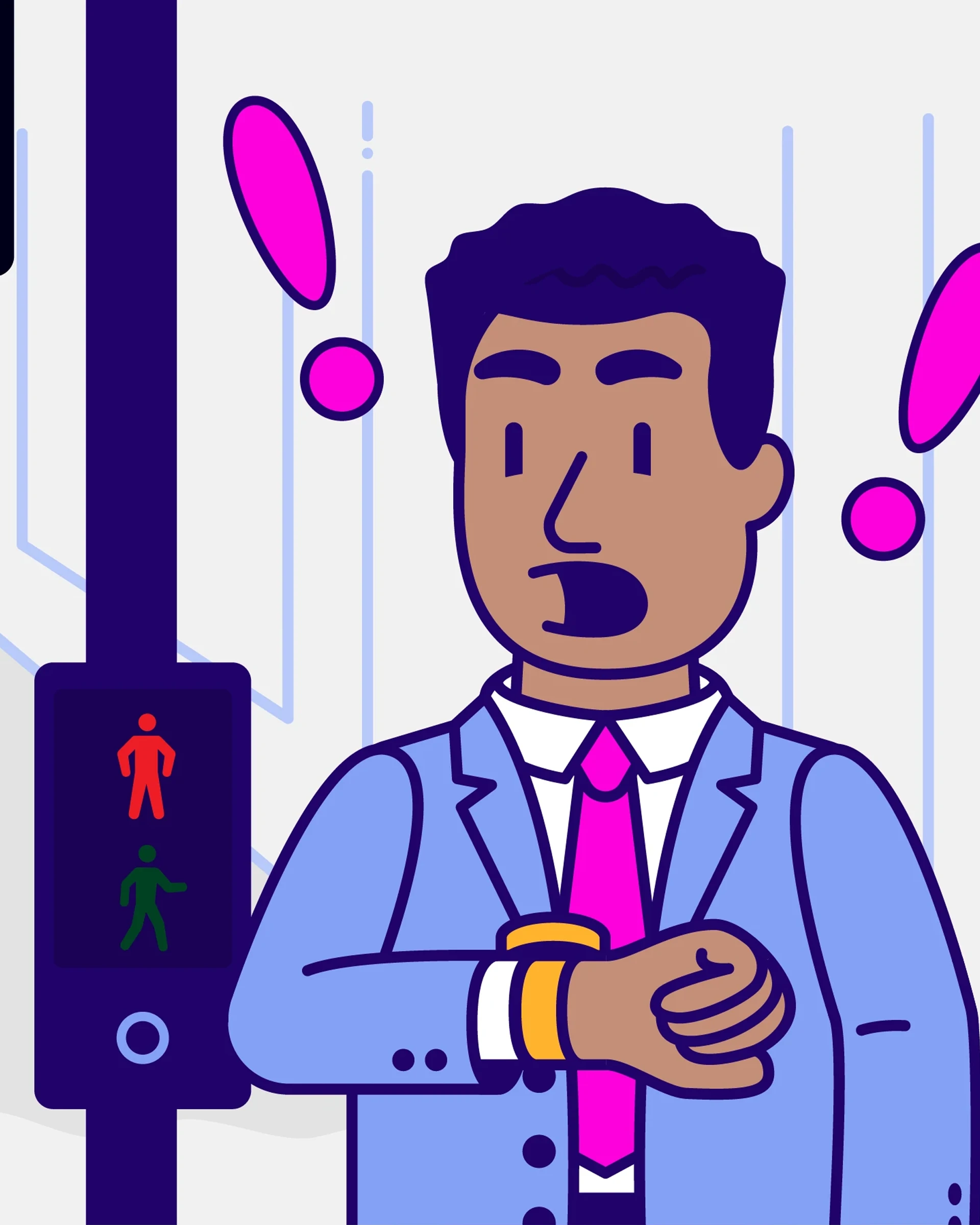 Illustration of man getting a fright