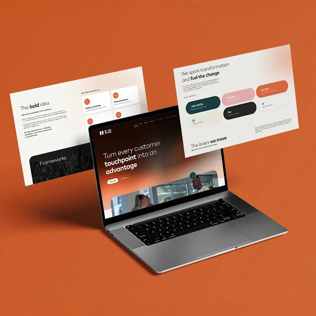 Custom business website design displayed across laptop and webpage layouts