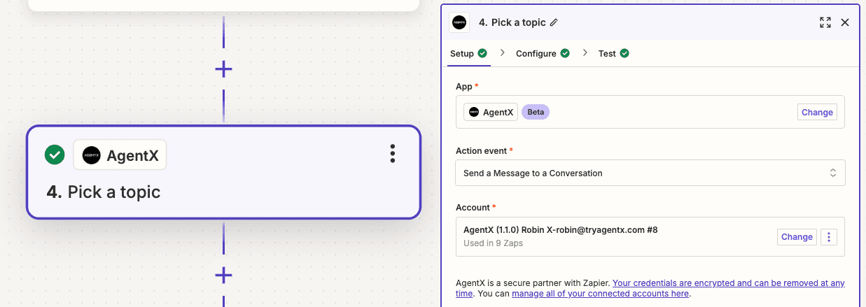 Zapier — AgentX - choose app
