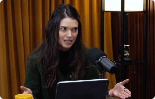 Sarah Ann Macklin talking on podcast