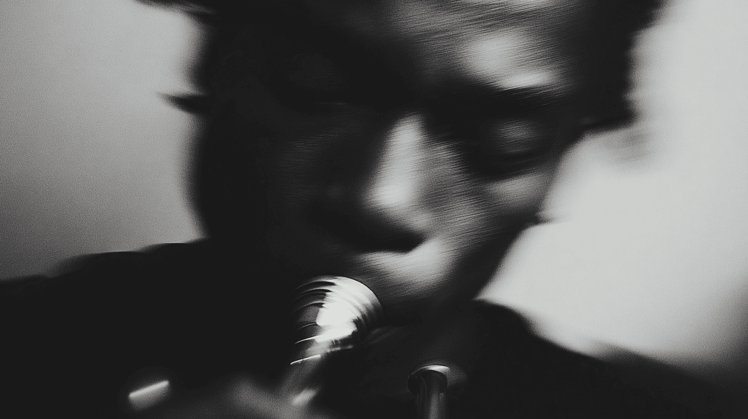 The Grace Point capture moment, Human subject dissolving into musical frequency, Radical intimacy composition, Cognitive Luxury Portraiture, Engineered by Aventi