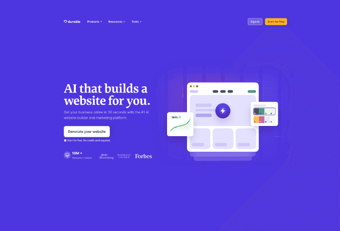 durable AI website builder