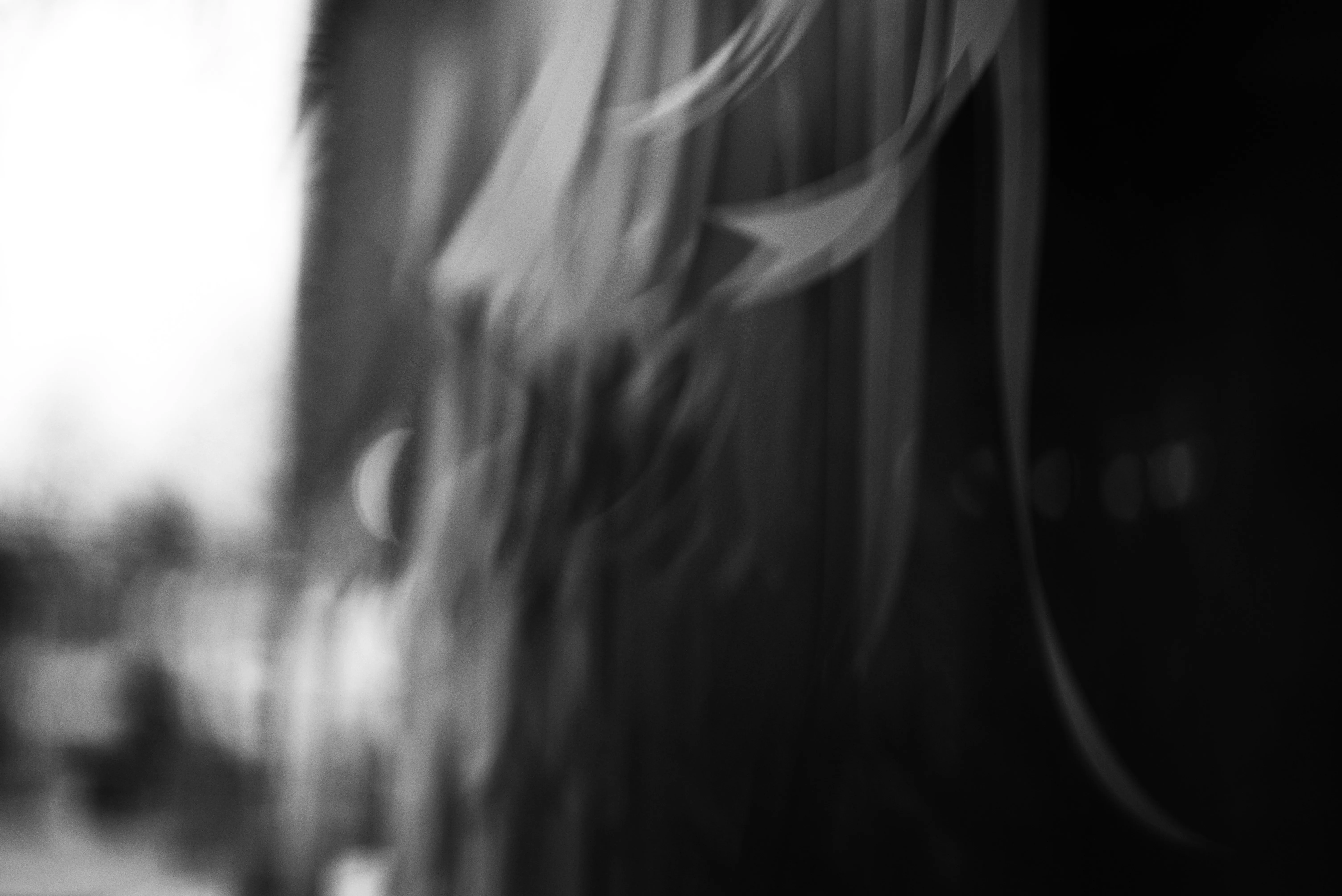 Abstract black and white motion blur of a person's hair