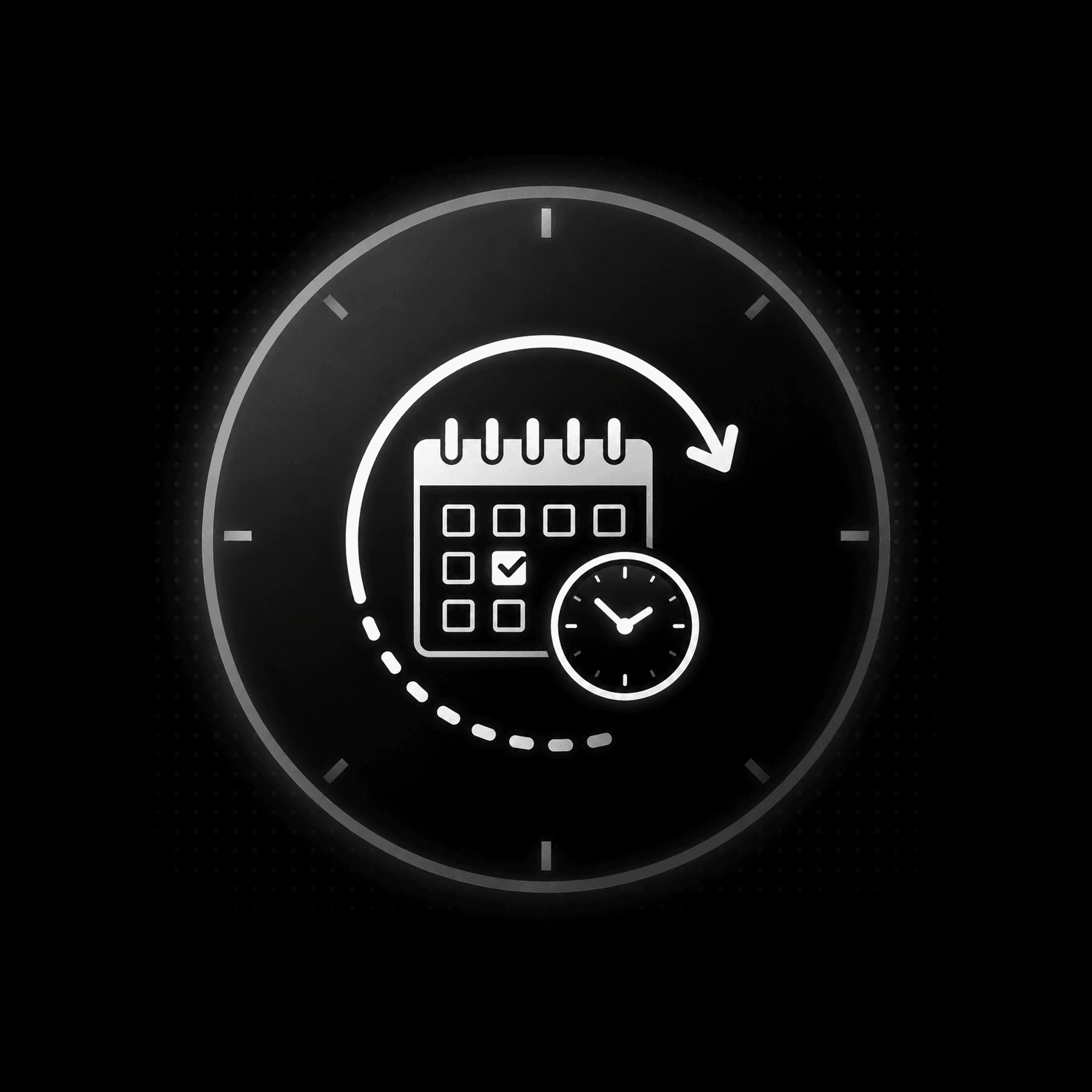A black watch with a glowing face displayed against a solid black background, emphasizing its sleek design.