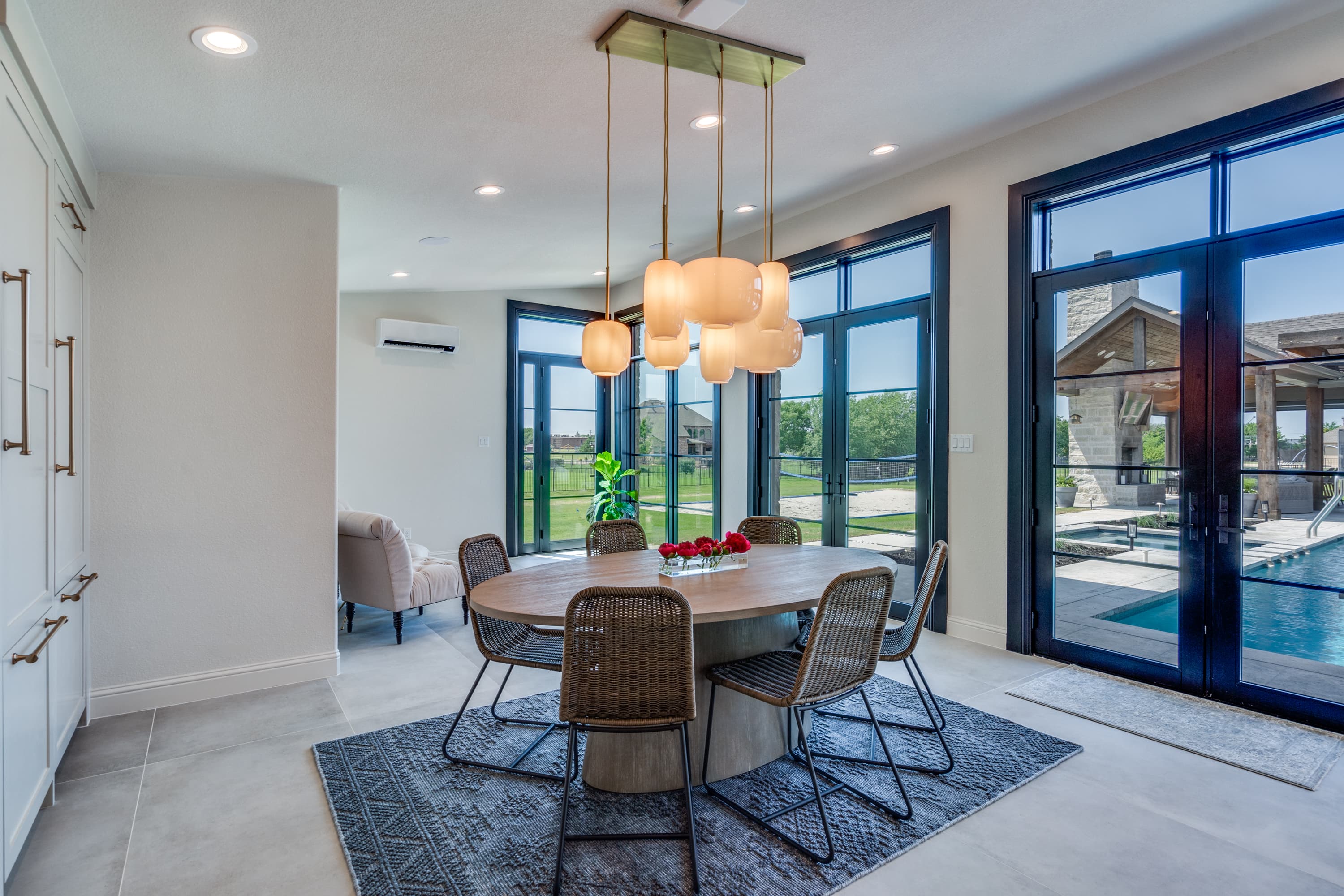 luxury pool house office interior construction