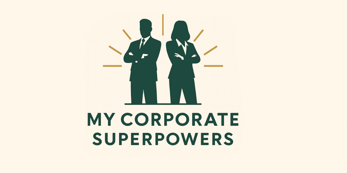 Silhouettes of a man and woman in business attire symbolizing corporate expertise and retirement strategies, reflecting 'Corporate Superpowers.